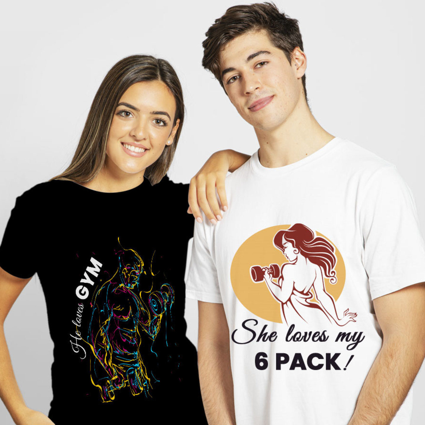 Talk By Fashion 6 Pack passion Couple T shirt Black n White