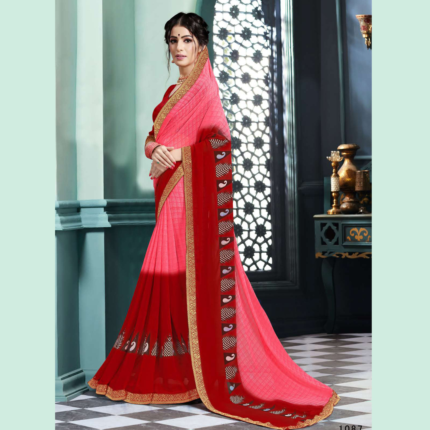 Talk By Fashion Women Soft Georgette Printed Saree Pink