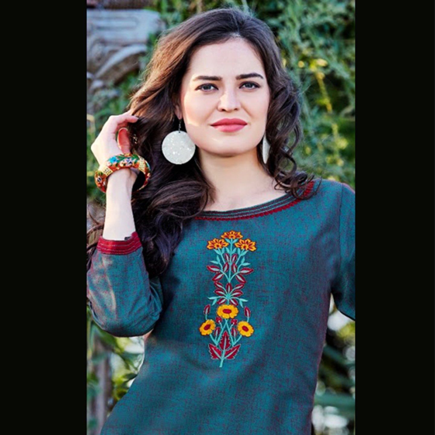 Talk By Fashion Women Cotton Embroidered Kurti Sea Blue