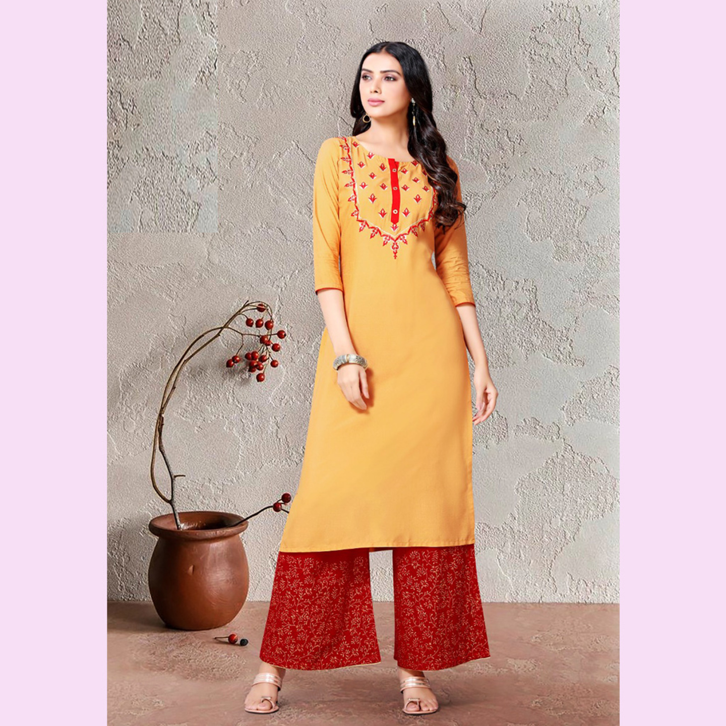 Women Embroidered A-line Kurta Set