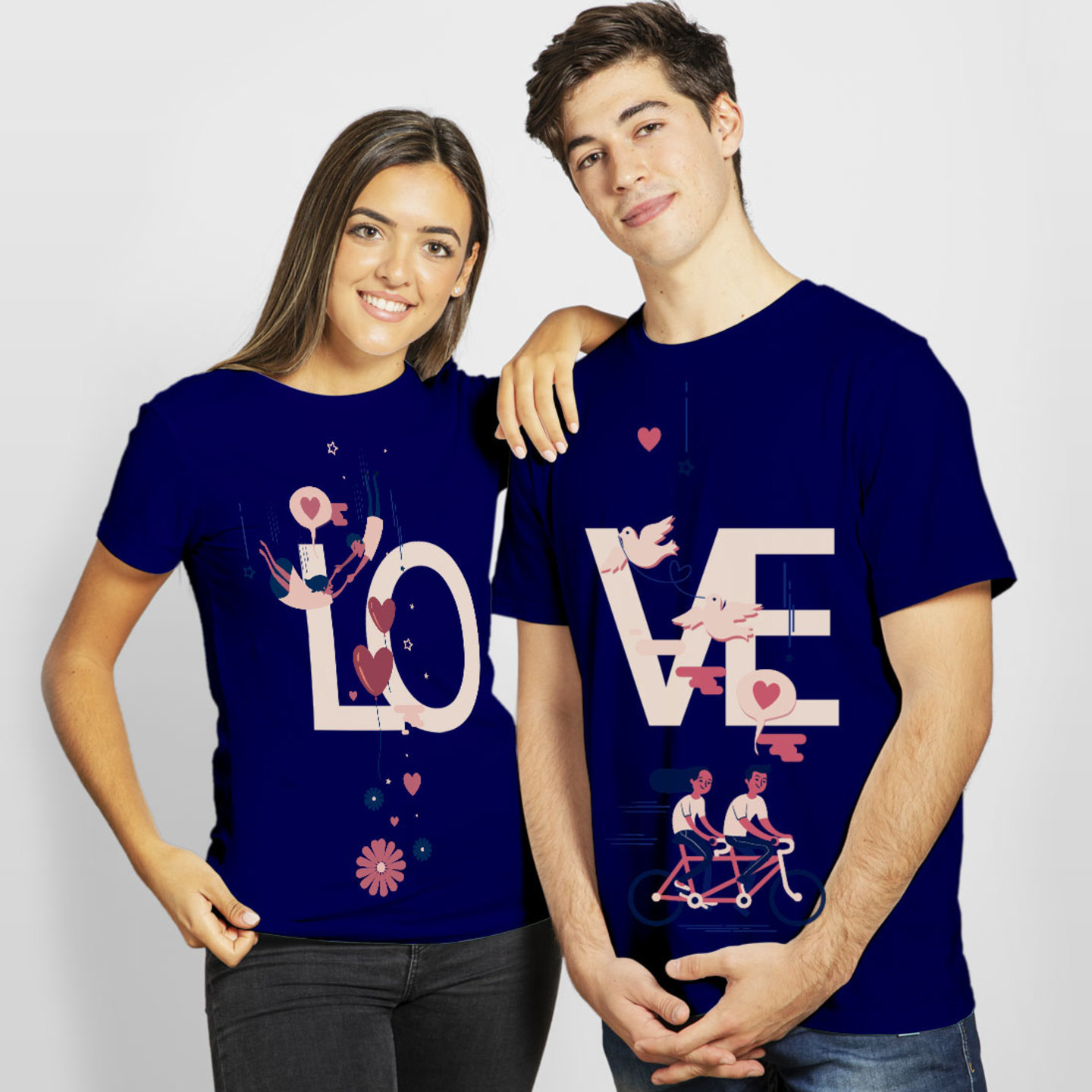 Talk By Fashion LOVE FUN Couple T shirt Black