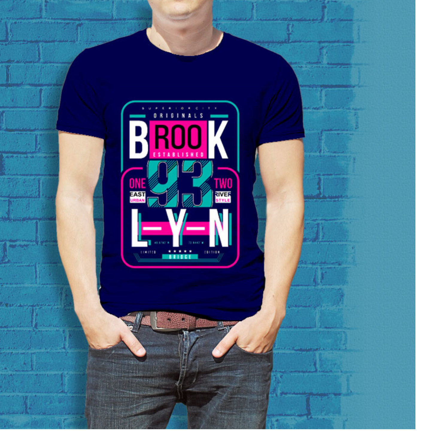 Talk By Fashion Brooklyn 93 Typographic T-shirt for Men