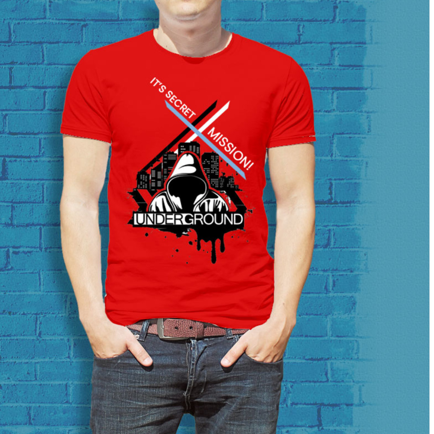 Talk By Fashion Under Ground Graphic T-shirt for Men Red