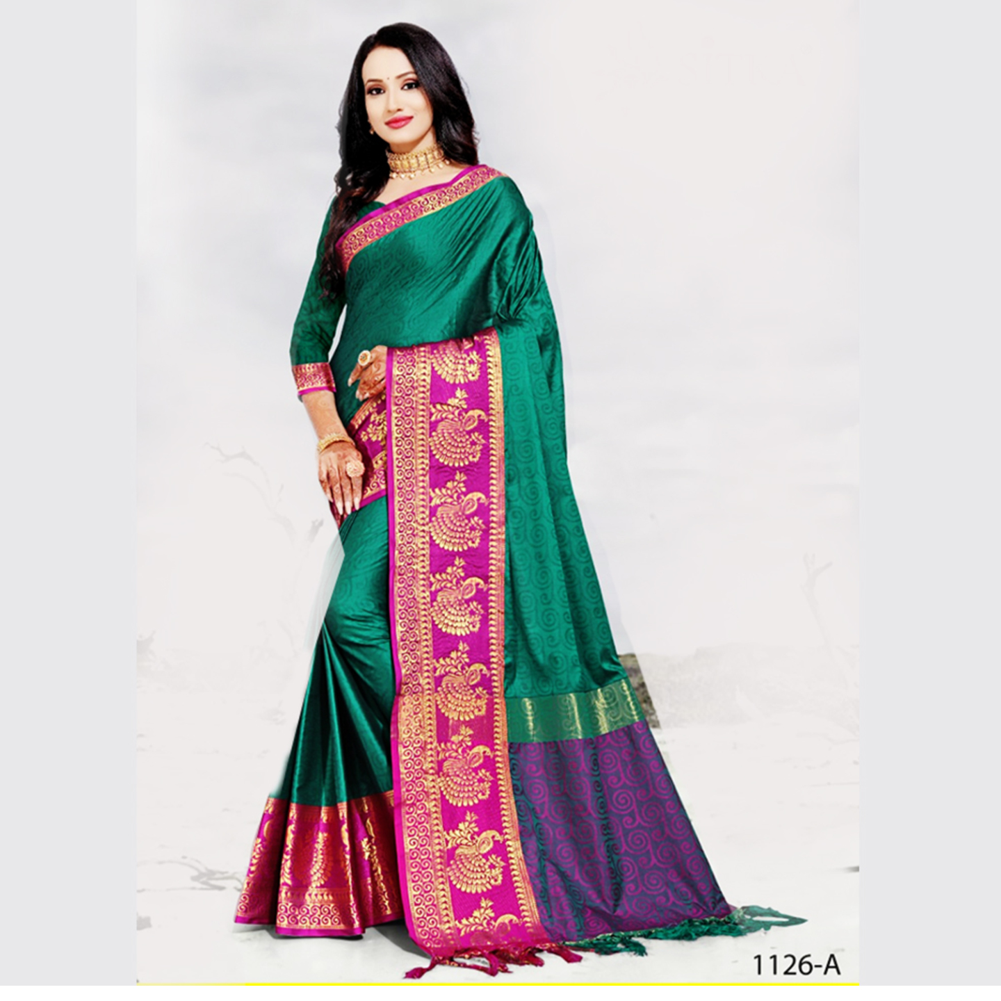 Talk By Fashion Women Cotton Silk Banarasi Saree Red