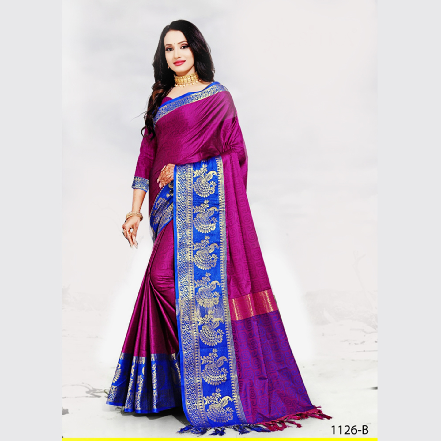 Talk By Fashion Women Cotton Silk Banarasi Saree Purple