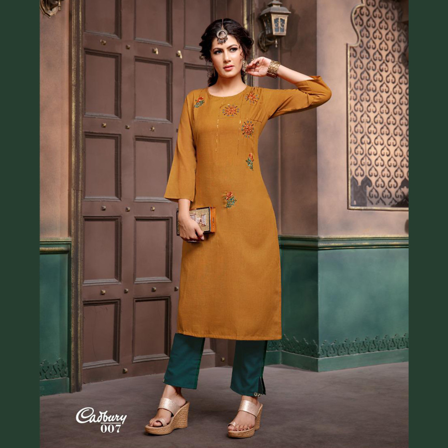 Women Embroidered Solid A-line Kurta Sets