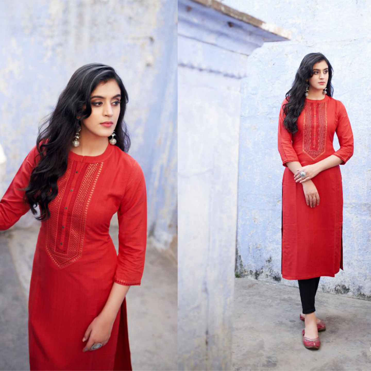 Talk By Fashion Women Seamless Embroidered Heavy Long Kurti