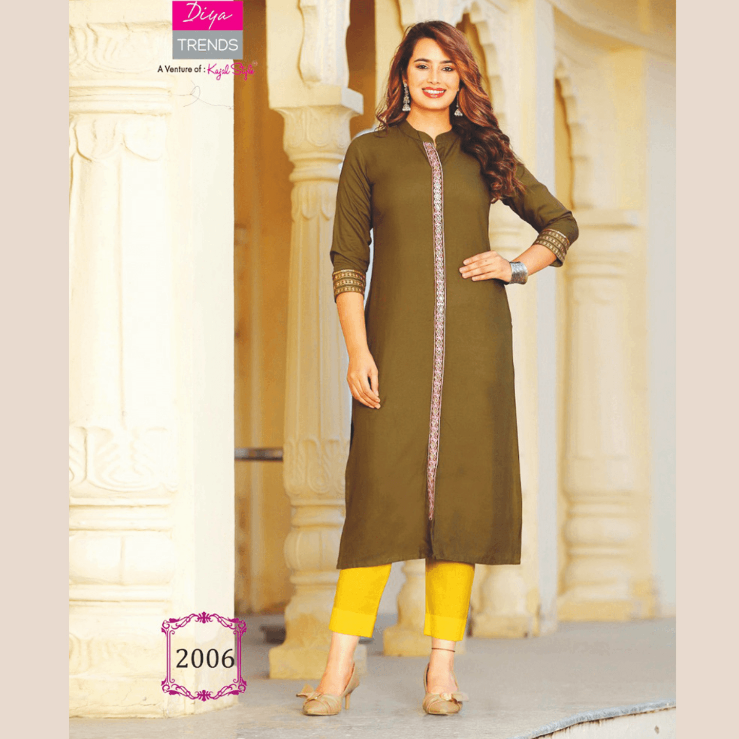 Liva Women Olive Green Color Embroidered Straight Kurta