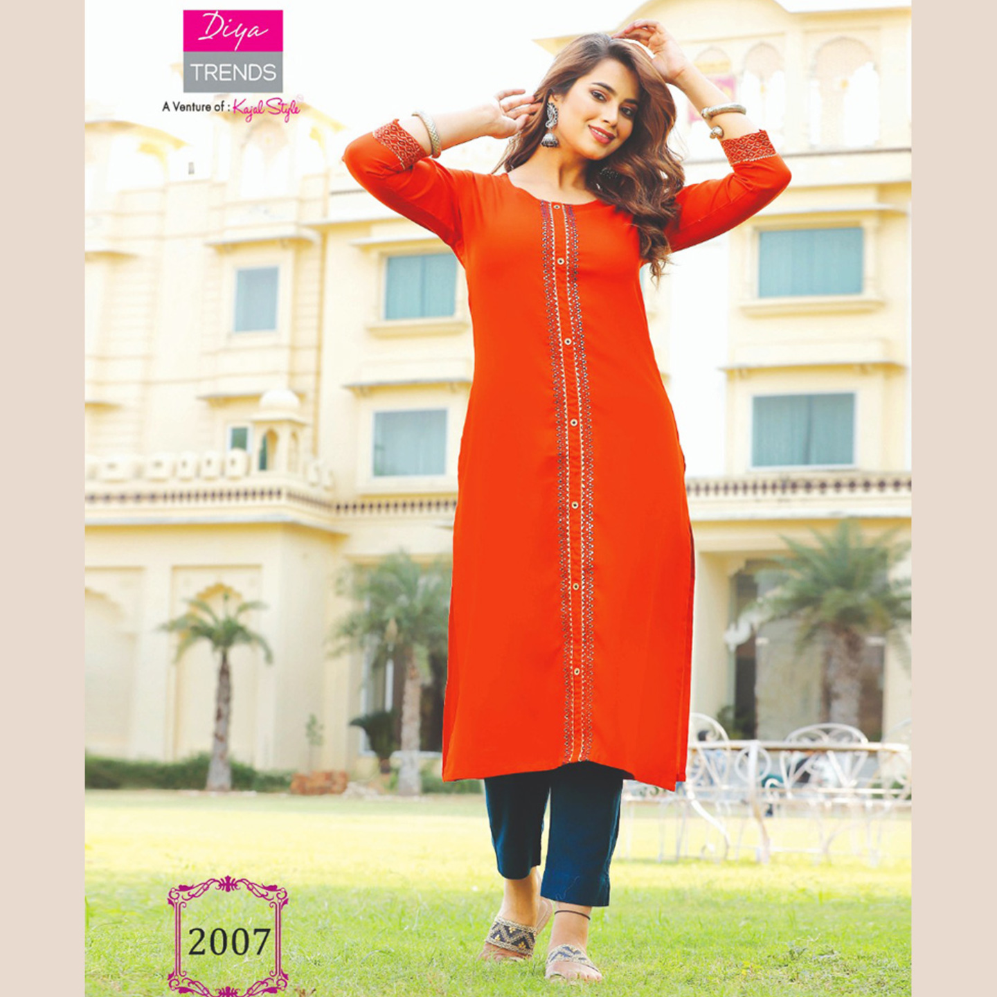 Liva Fashion Women Orange Color Embroidered A-line Kurta