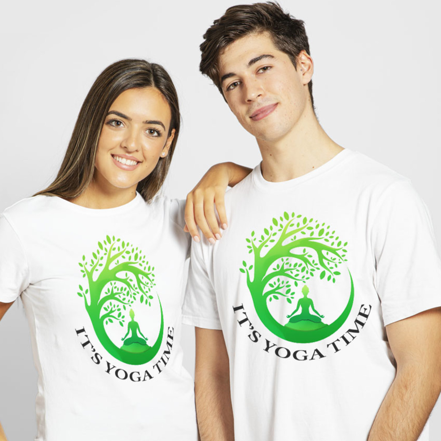 Talk By Fashion Morning Yoga Time Couple T shirt White