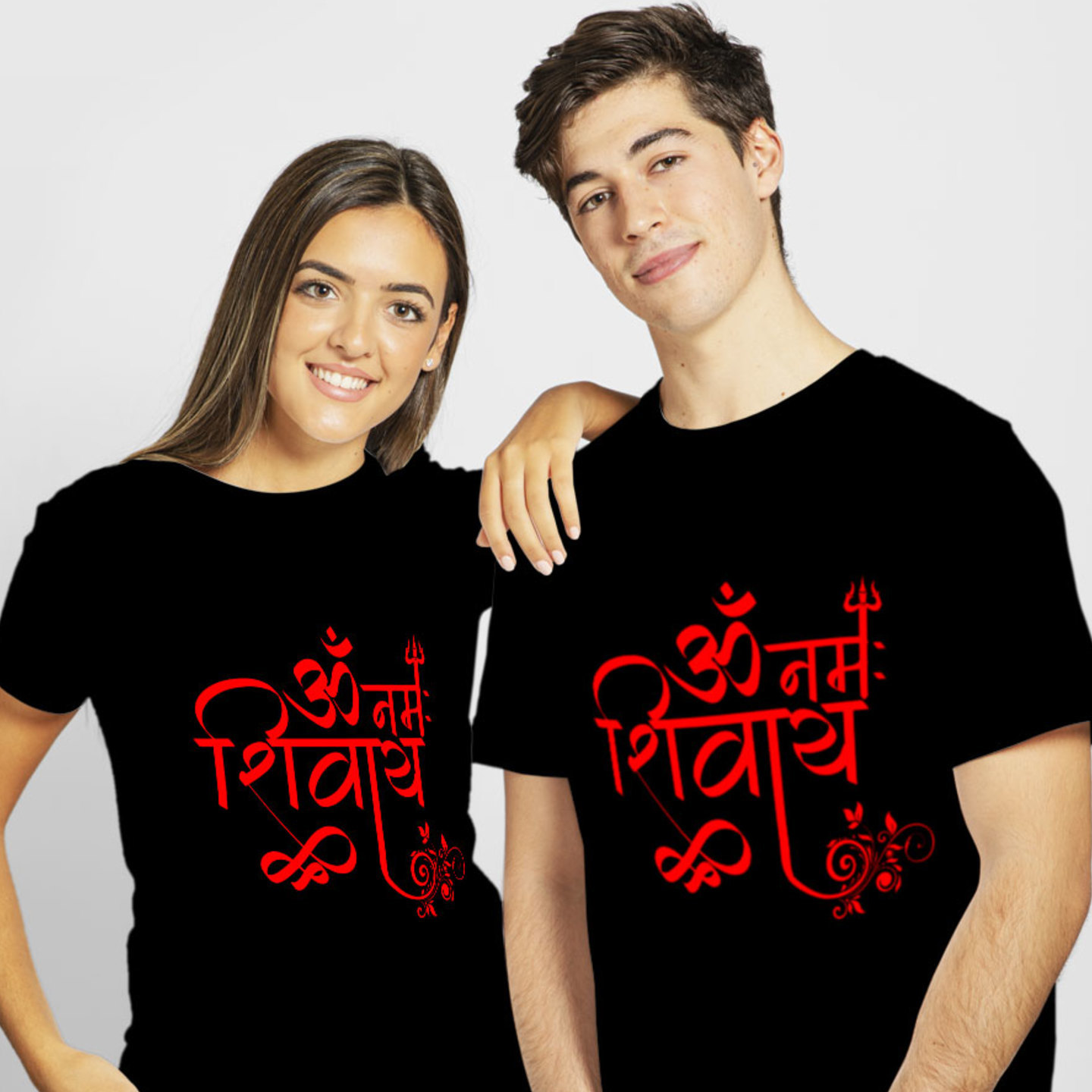Talk By Fashion Om Namah Shivaye Spiritual Couple T shirt Black