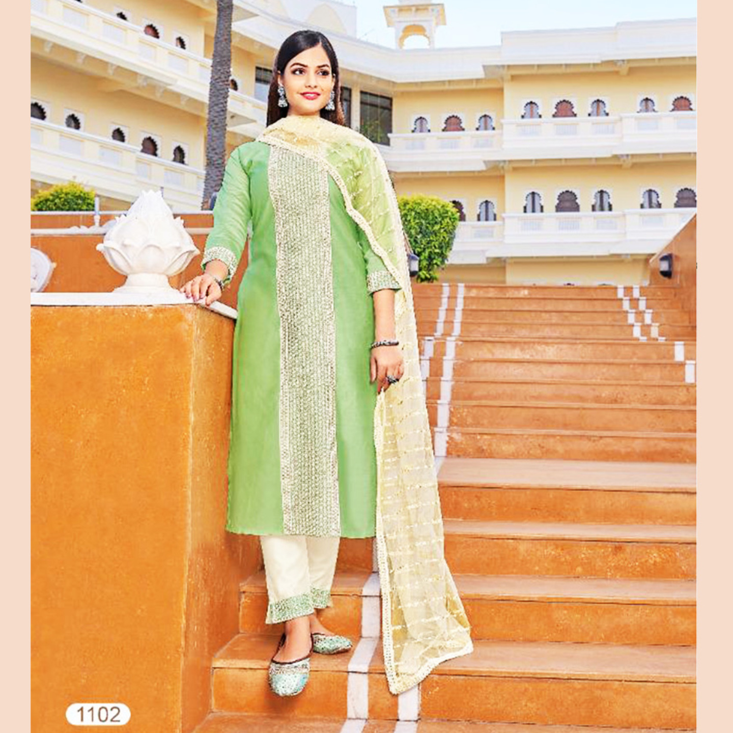 Talk By Fashion Women Chanderi Silk Embroidered Kurta with Pants & Dupatta