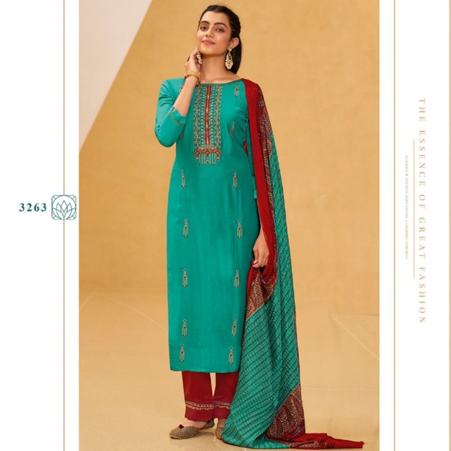 Women Dark Royal Blue Color Embroidered Silk Kurta with Pants & Dupatta