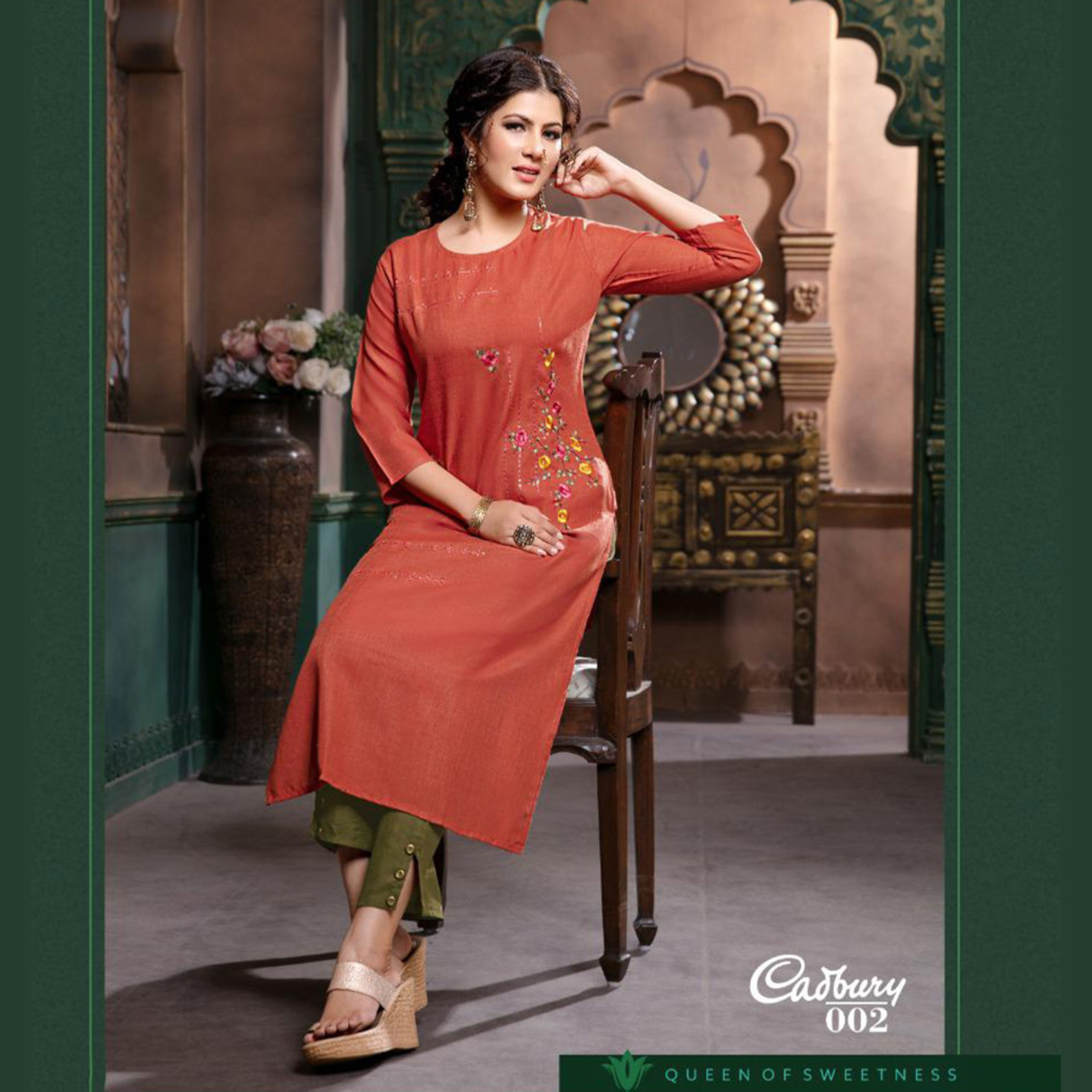 Women Embroidered Solid A-line Kurta with Pants
