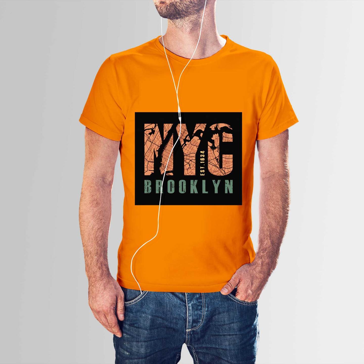 Talk By Fashion NYC Orange T-shirt for Men
