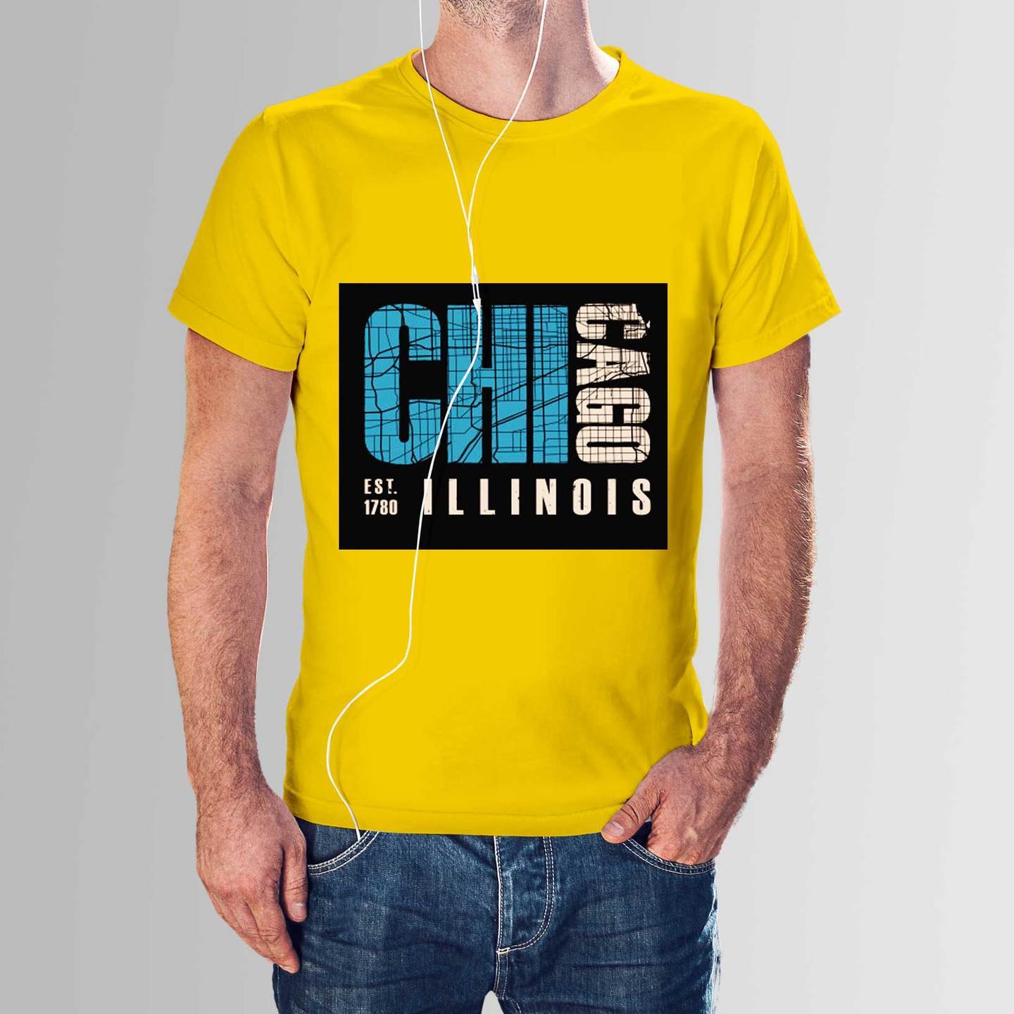 Talk By Fashion  CHICAGO Yellow T-shirt for Men
