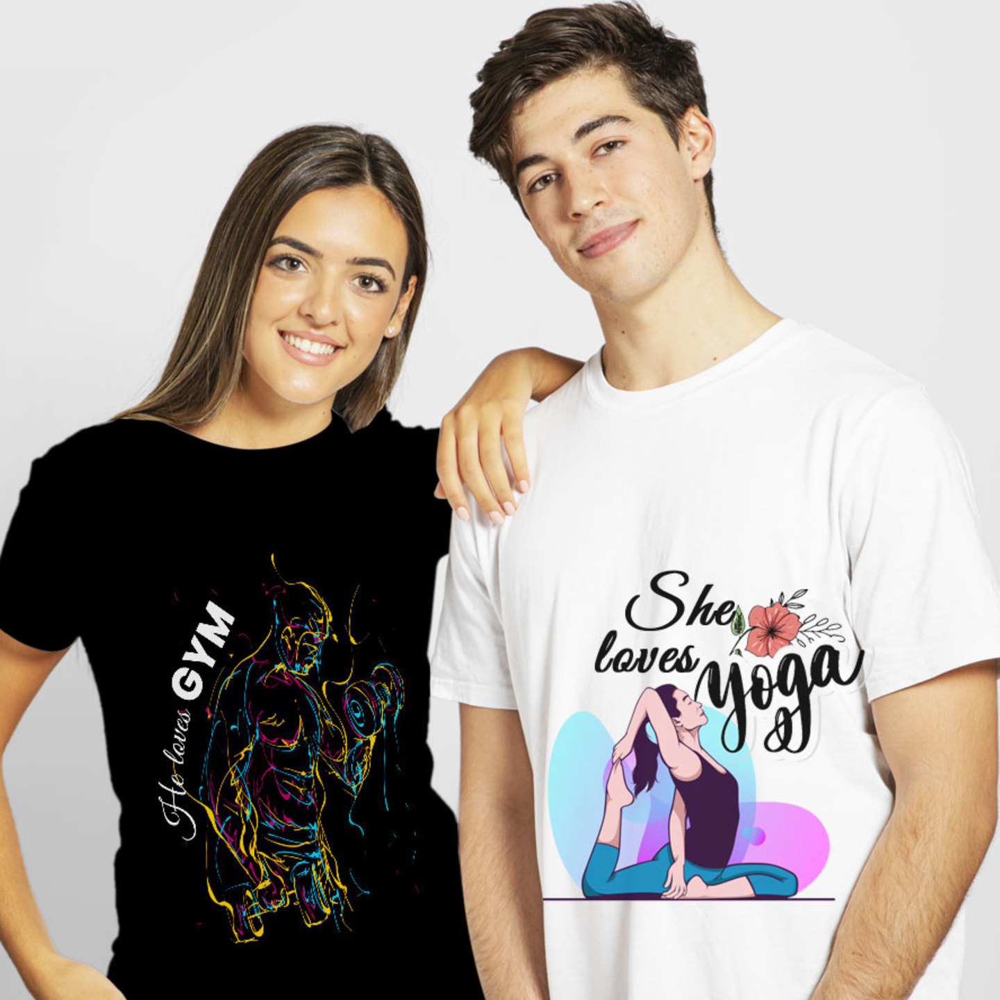 Talk By Fashion Workout Couple T shirt Black n White