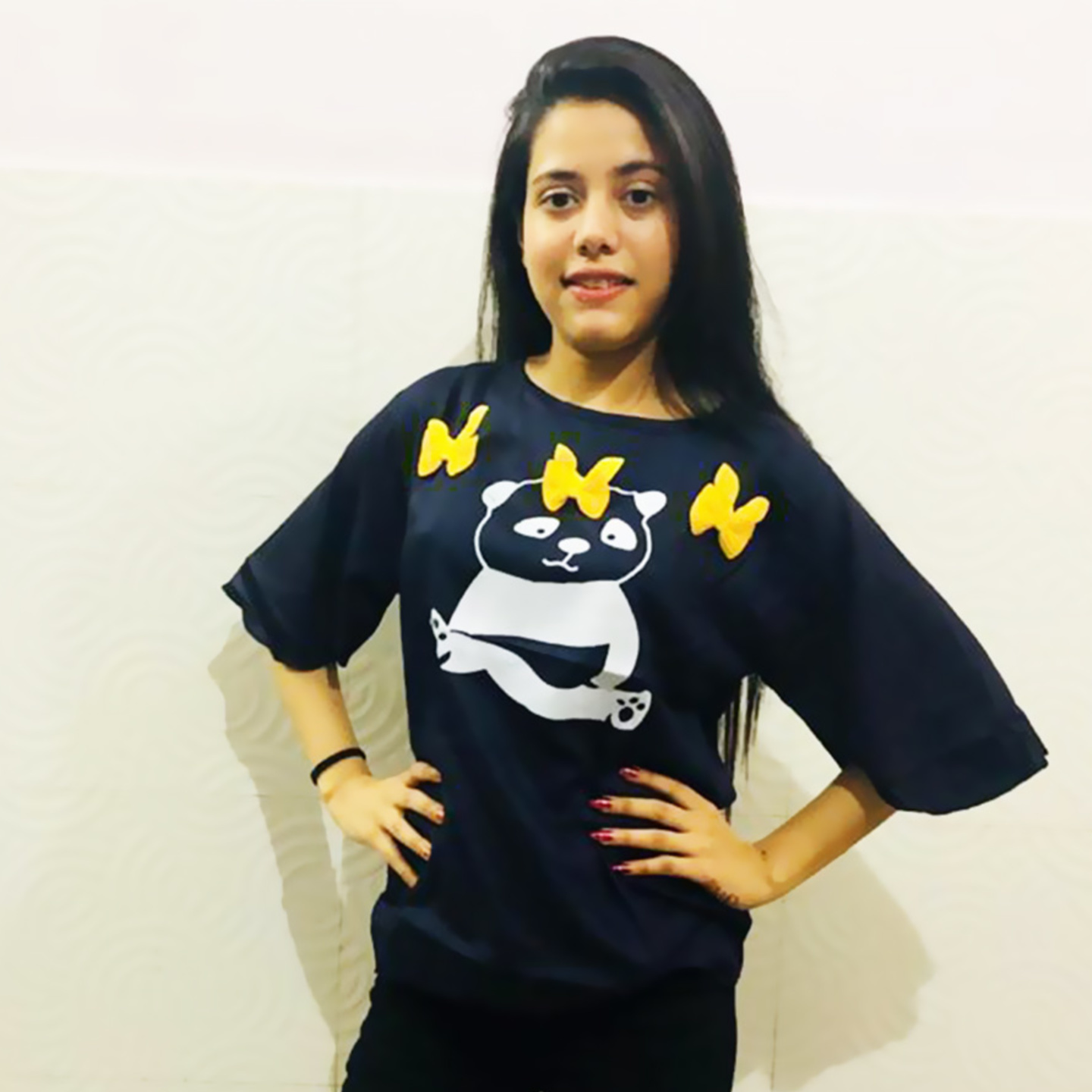 Talk By Fashion Women Black Colored Printed Top