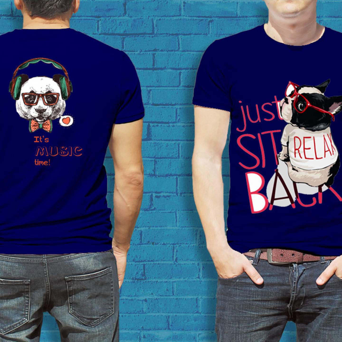 Talk By Fashion Relax Attitude designer T-shirt for Men Blue