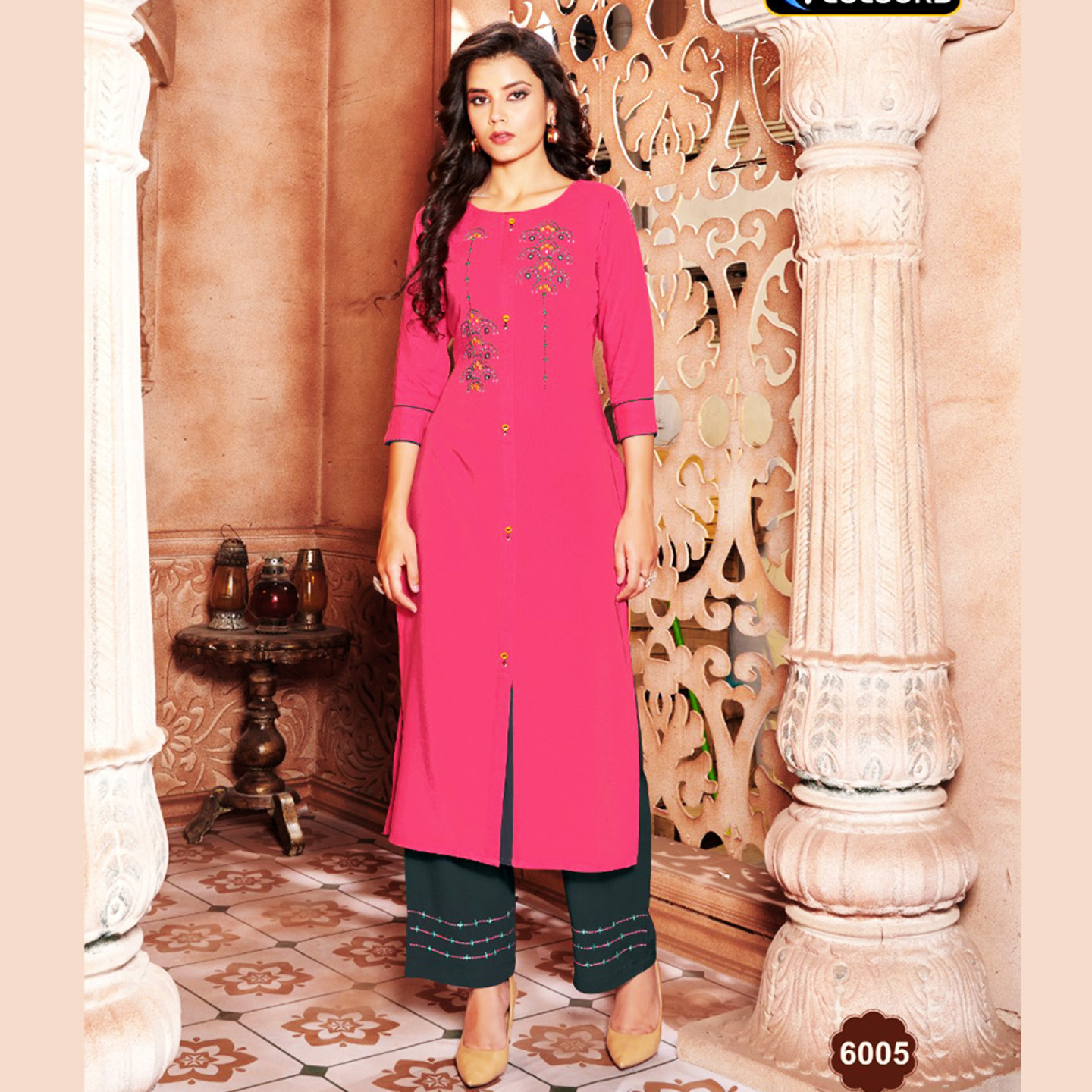 Talk By Fashion Women Pink Color Embroidered Kurta with Palazzos