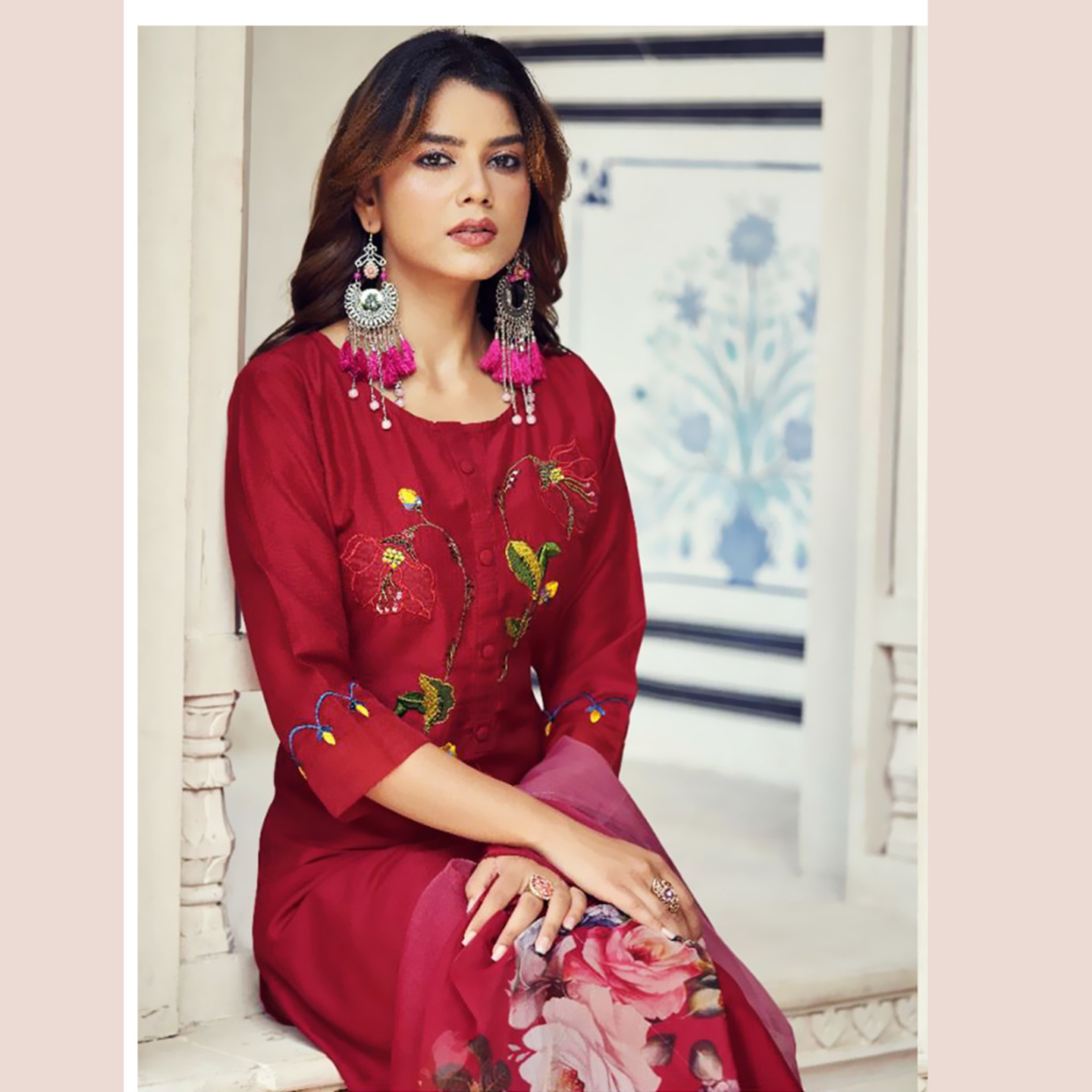 Talk By Fashion Women Pure Viscose Silk Kurta with Pants & Dupatta