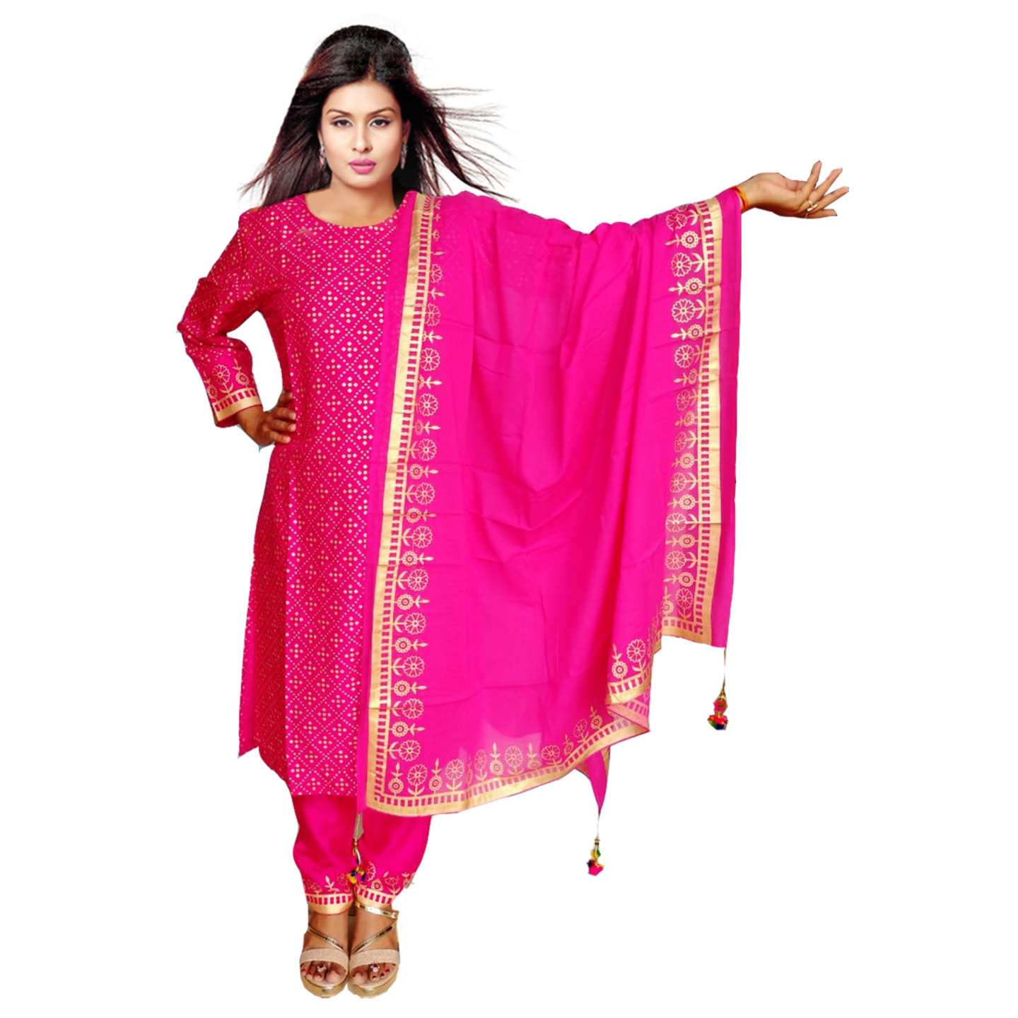 TBF Golden Pink Ethnic Partwear Dress