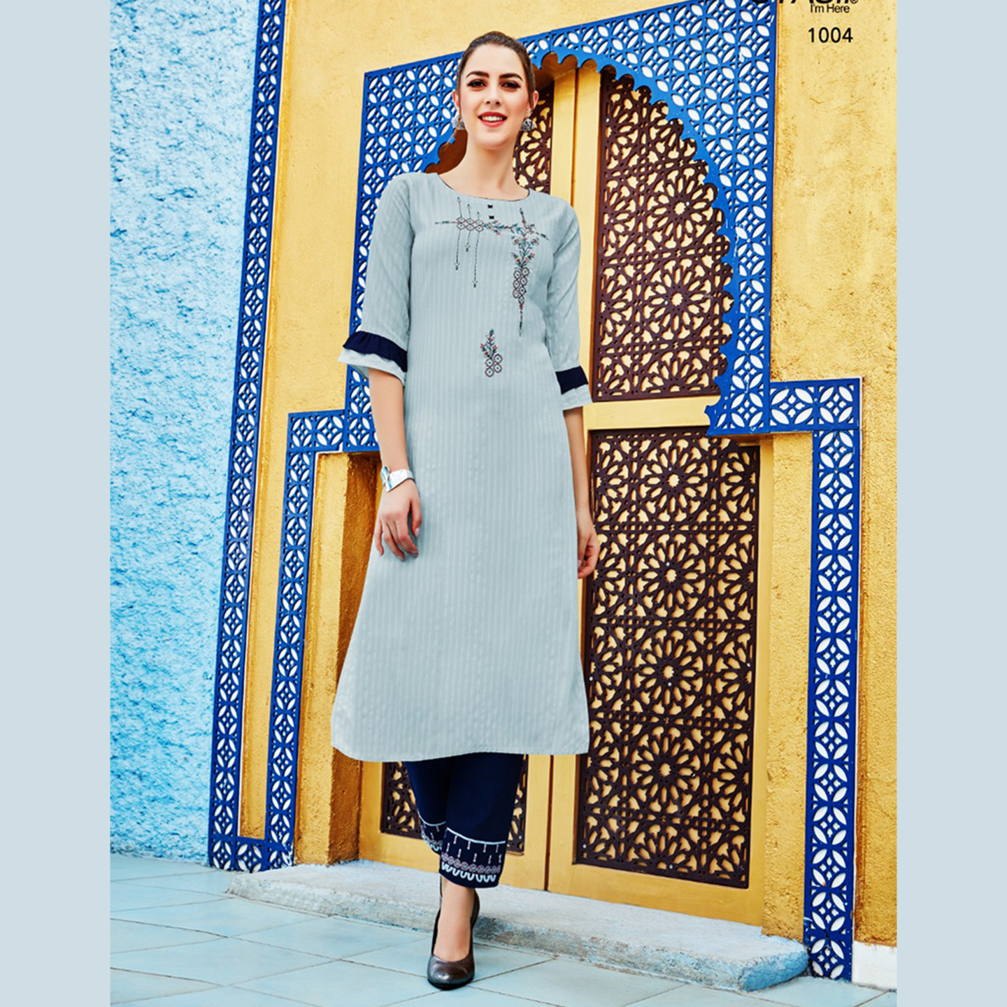 Talk By Fashion Women Embroidered Kurti with Pant Set