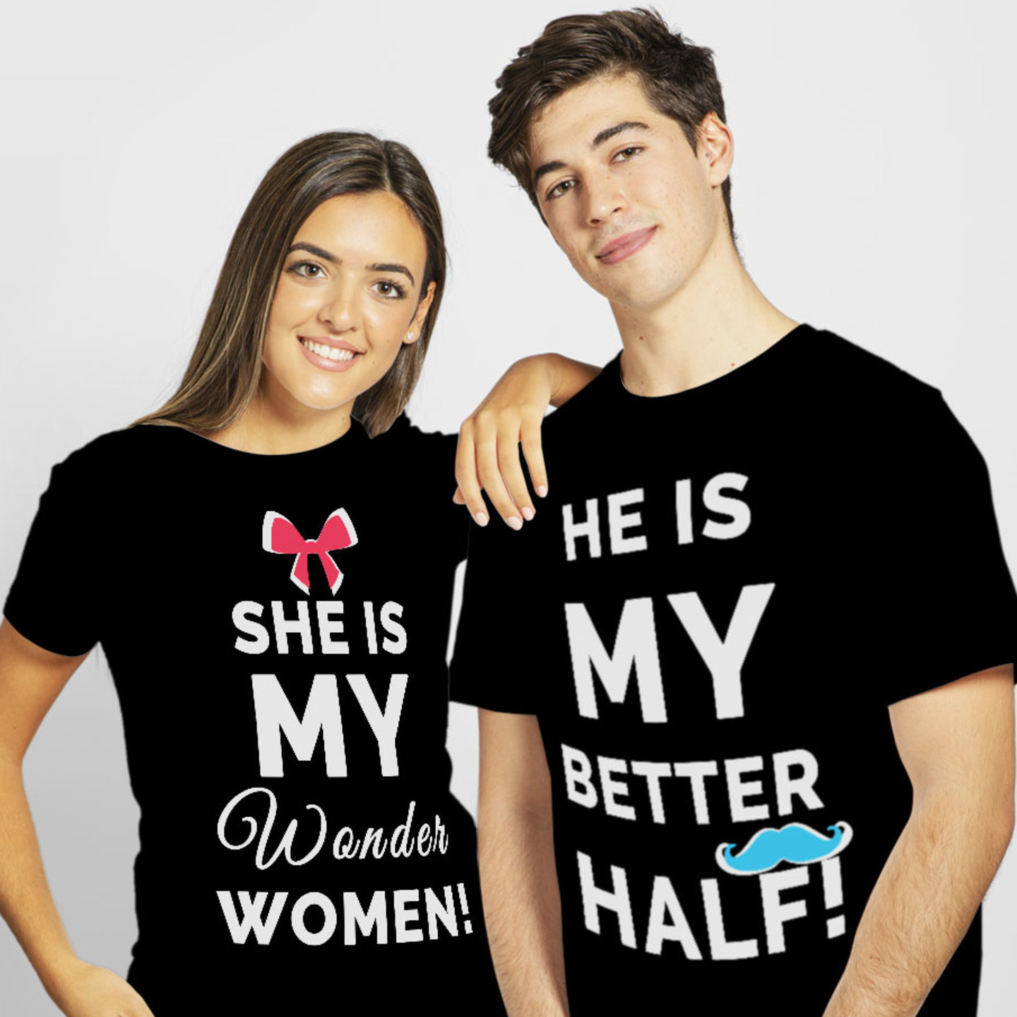 Talk By Fashion Perfect Partner Typographic Couple T shirt Black
