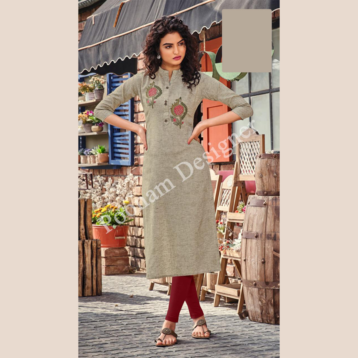 Talk By Fashion Women Grey Color Soft Cotton Straight Kurti