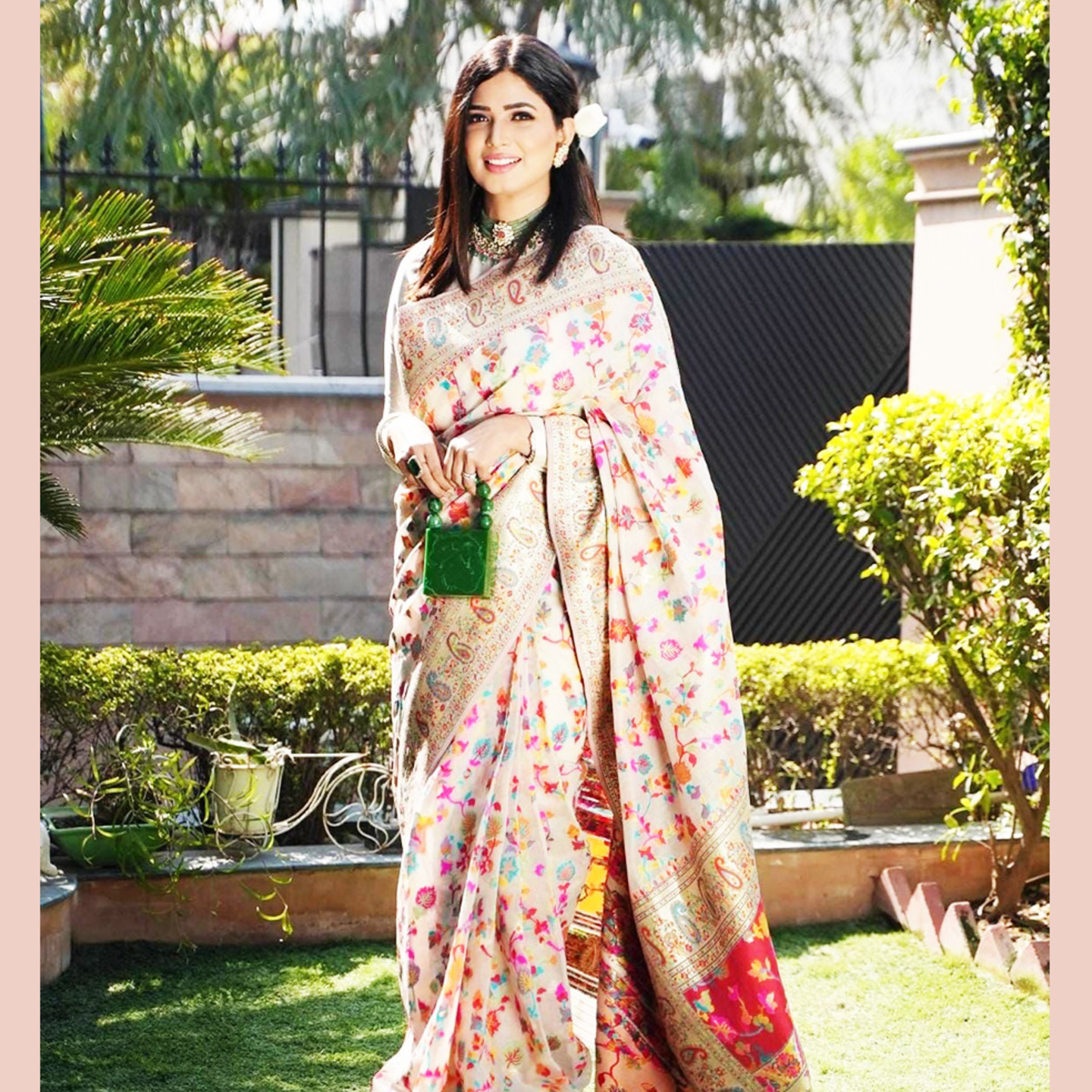 Talk By Fashion Women Off White Multicolor Pure Kashmiri Silk Weaving Saree