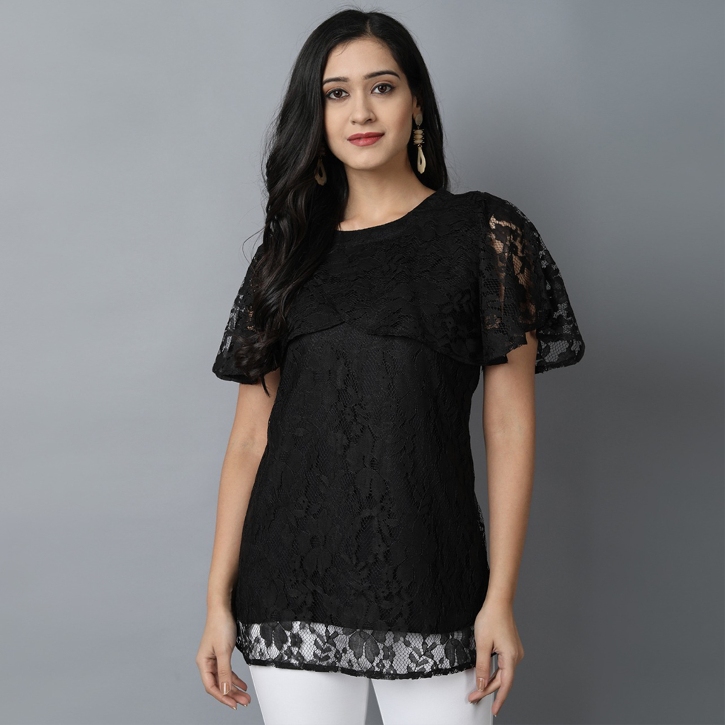 Talk By Fashion Stylish Fancy Top Black