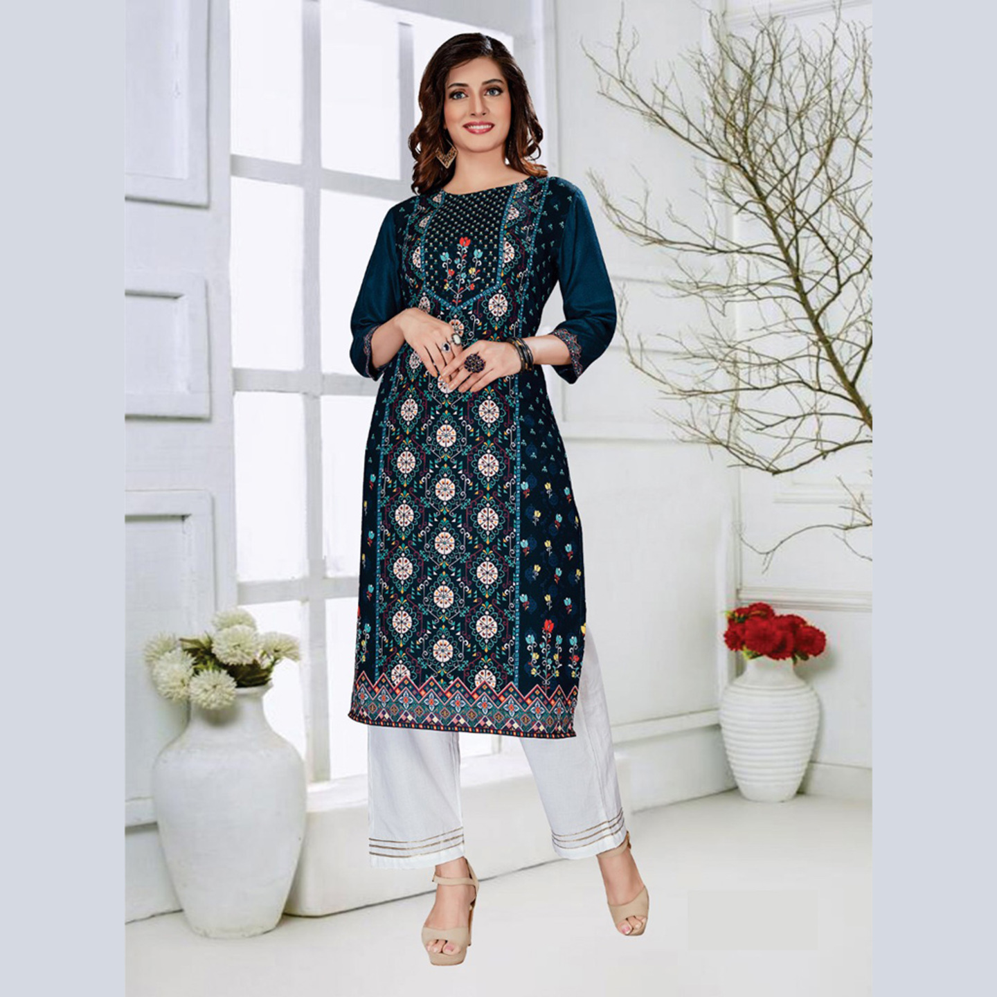 Talk By Fashion Women Heavy Digital Printed Kurti with Palazzo Set