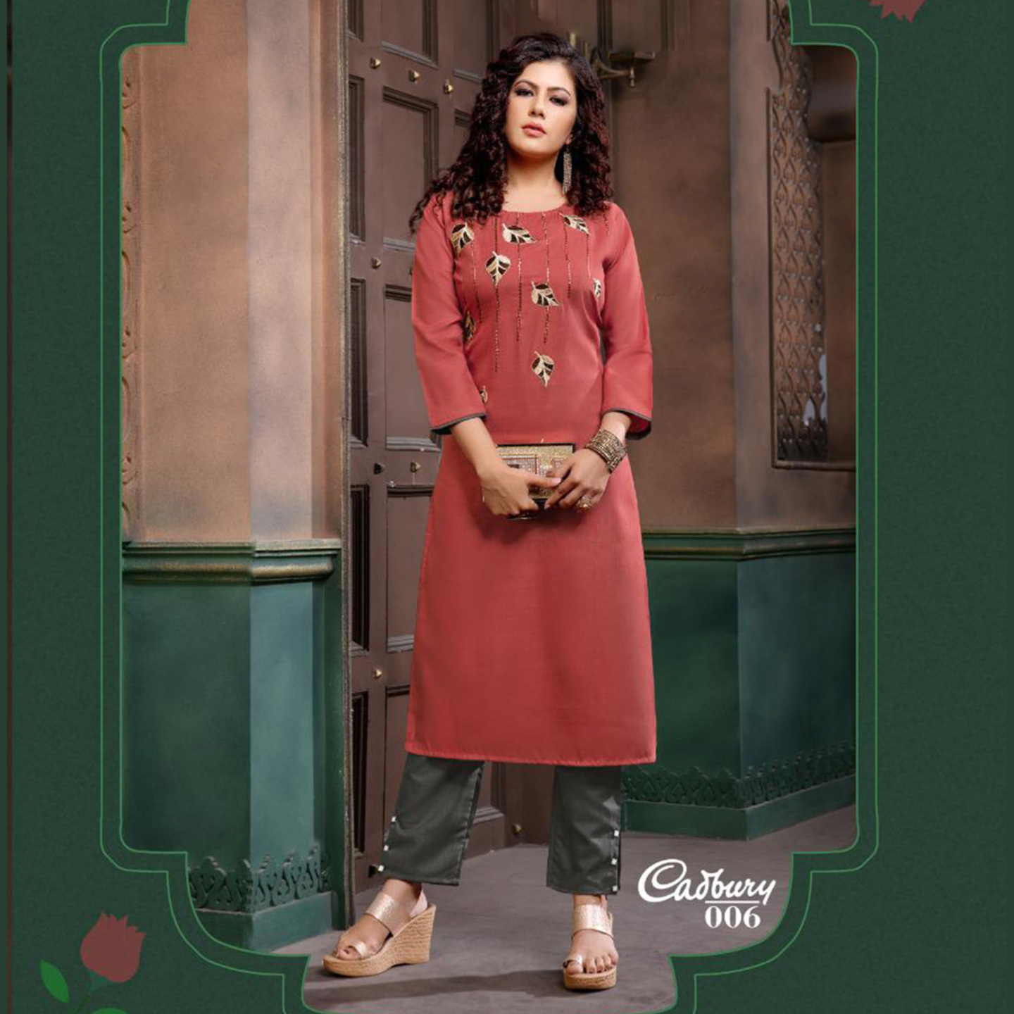 Women Embroidered Solid A-line Kurta with Pants