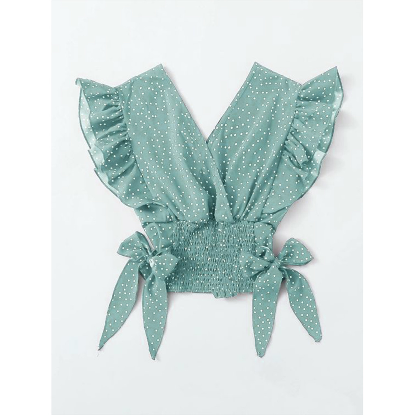 Talk By Fashion Girl Solid Pastel Green Colored Ruffle Crop Top