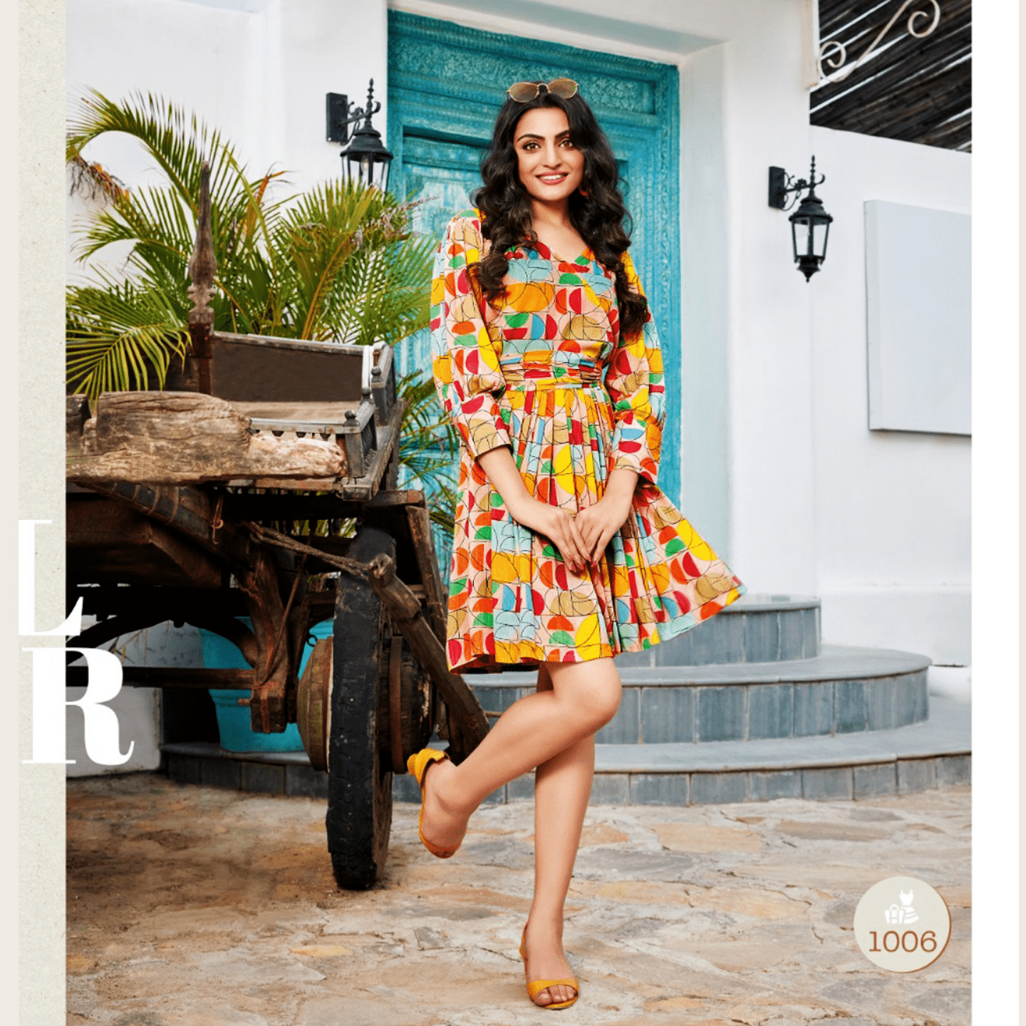 Liva Fashion Women Floral Print Fancy Tunic Dress Light Yellow Multicolor