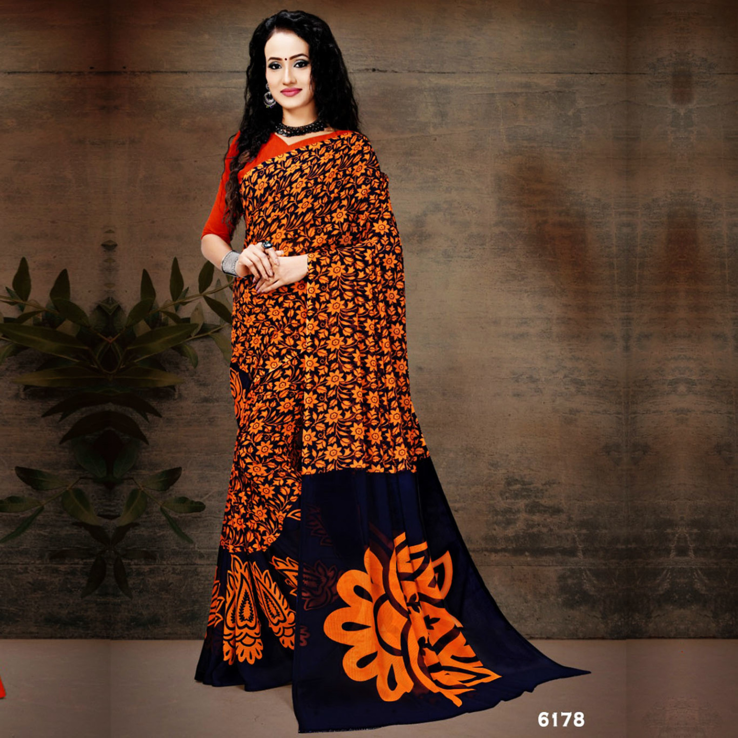 Talk By Fashion Women Ranial Georgette Printed Saree Blue
