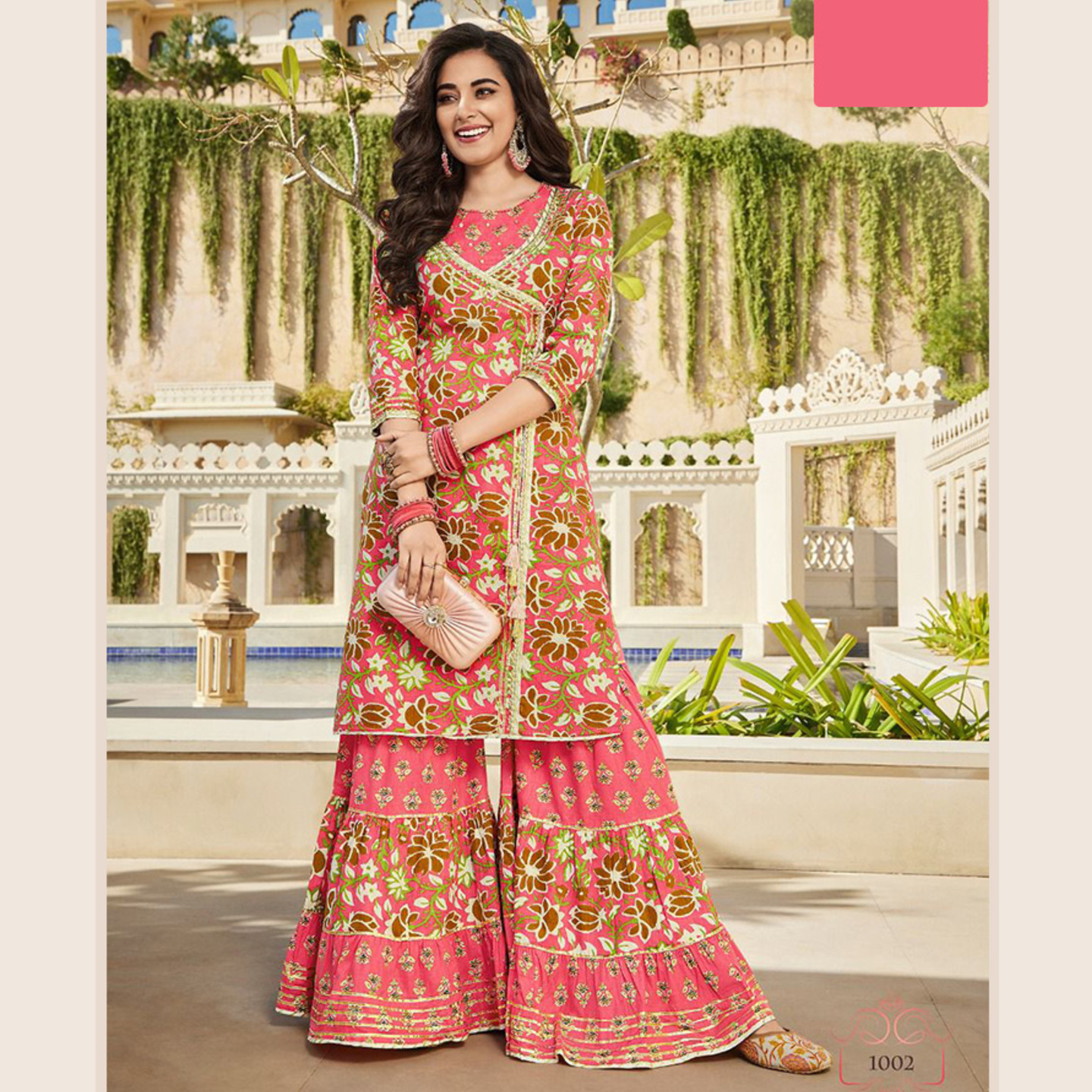 Liva Fashion Women Pure Cotton Sangneri Print Style Kurta and Sharara Set