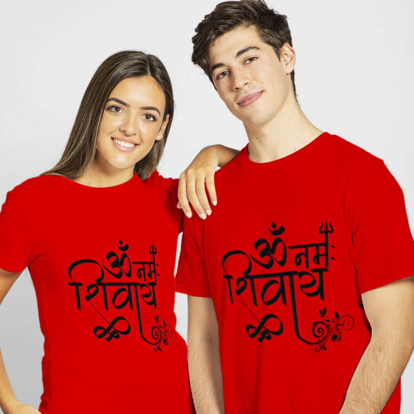 Talk By Fashion Om Namah Shivaye Spiritual Couple T shirt Red