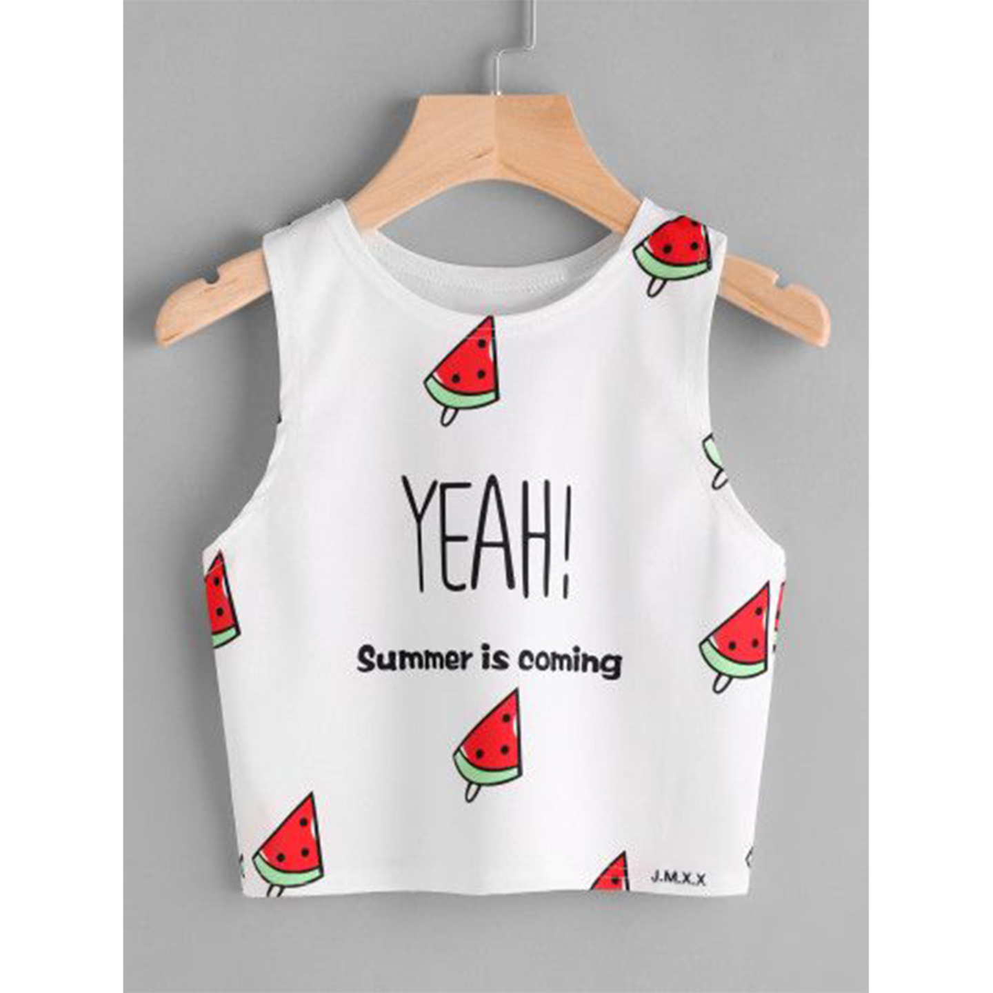 Talk By Fashion Girl White Printed Sleeveless Crop Top