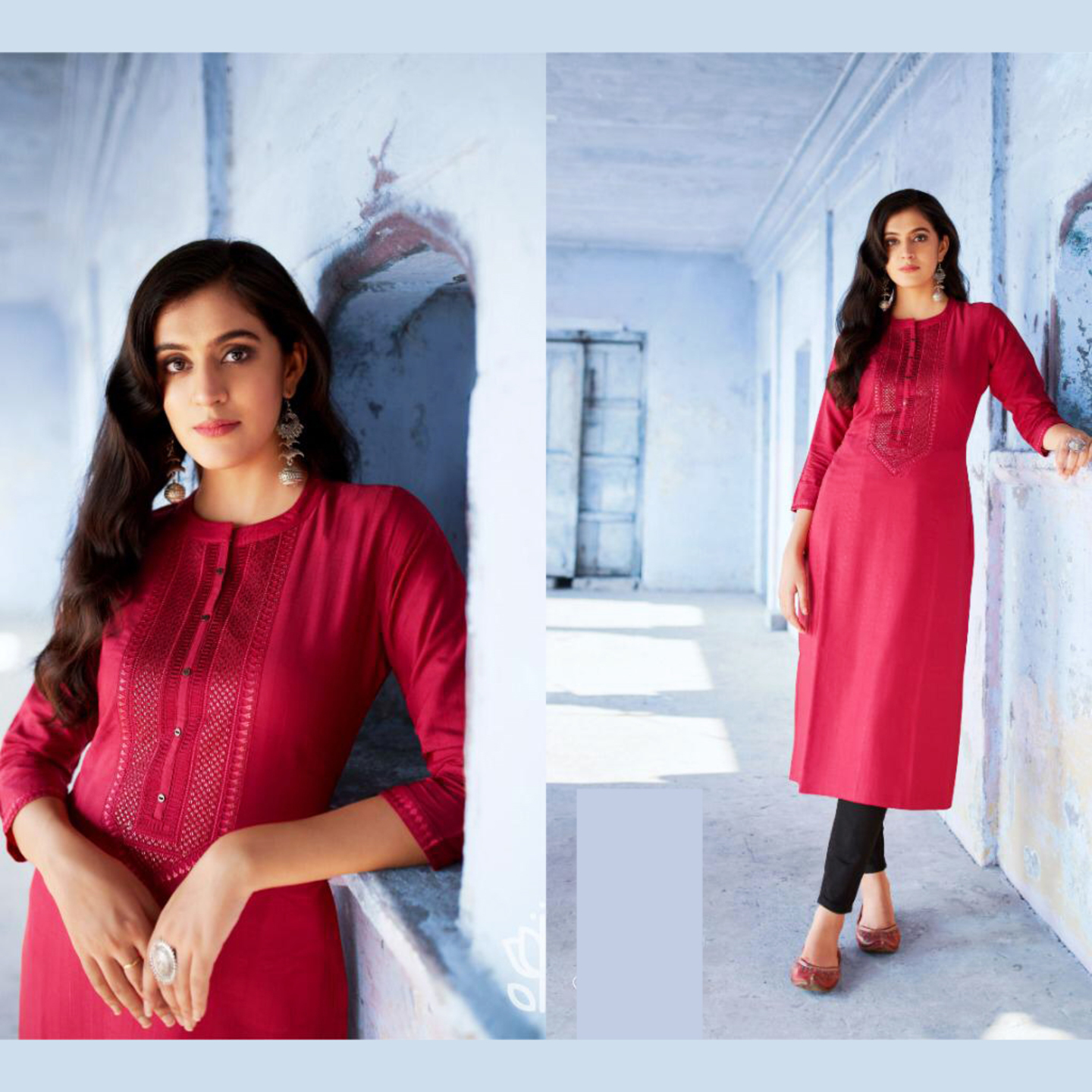 Talk By Fashion Women Seamless Embroidered Heavy Long Kurti 