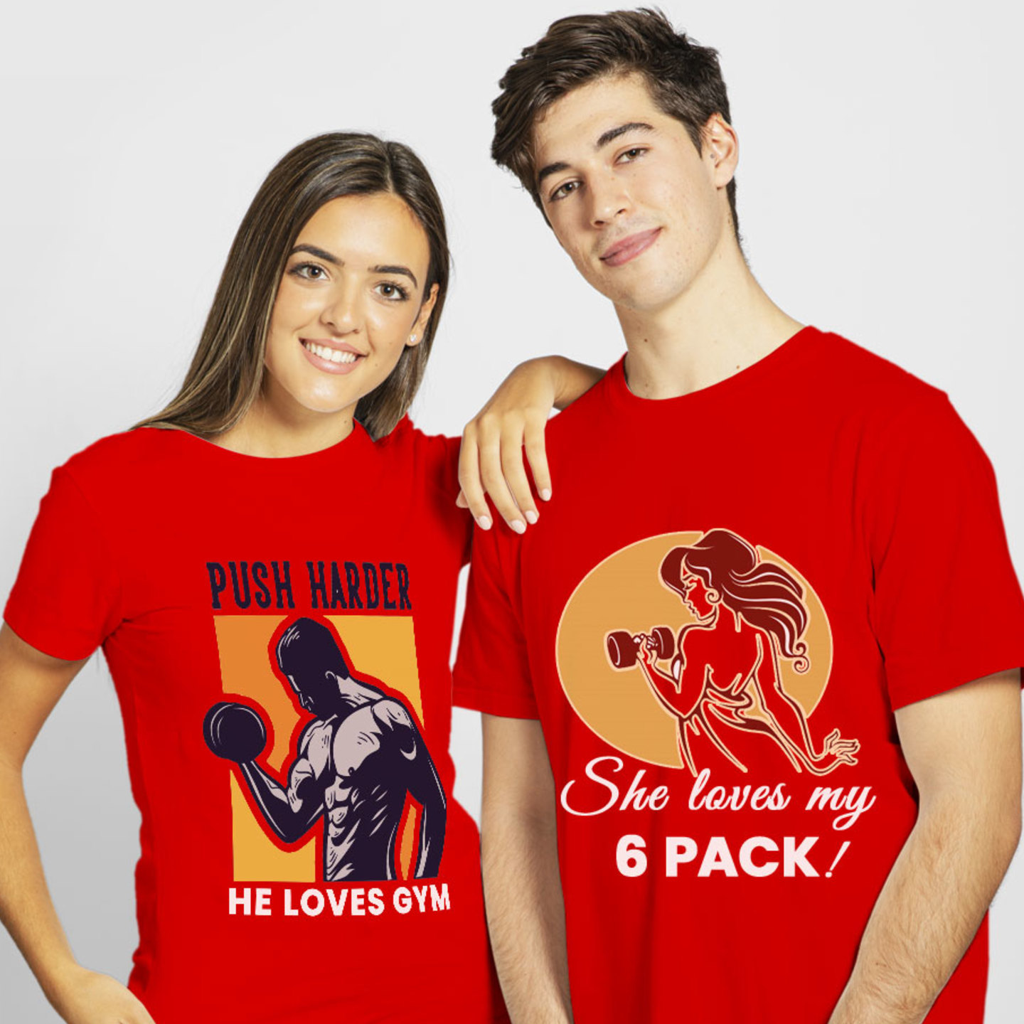 Talk By Fashion Push Harder Couple T shirt Red