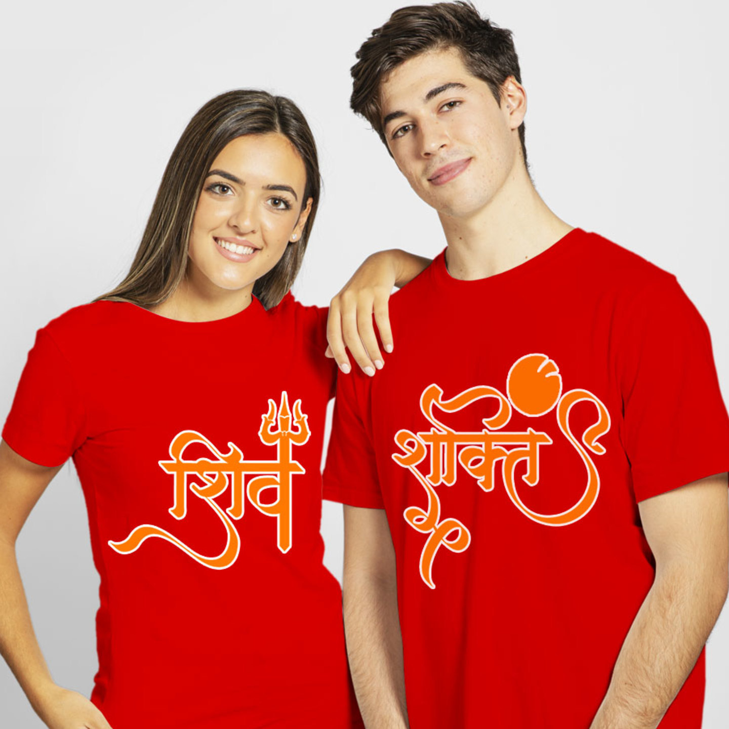 Talk By Fashion Shiv Shakti Couple T shirt Red