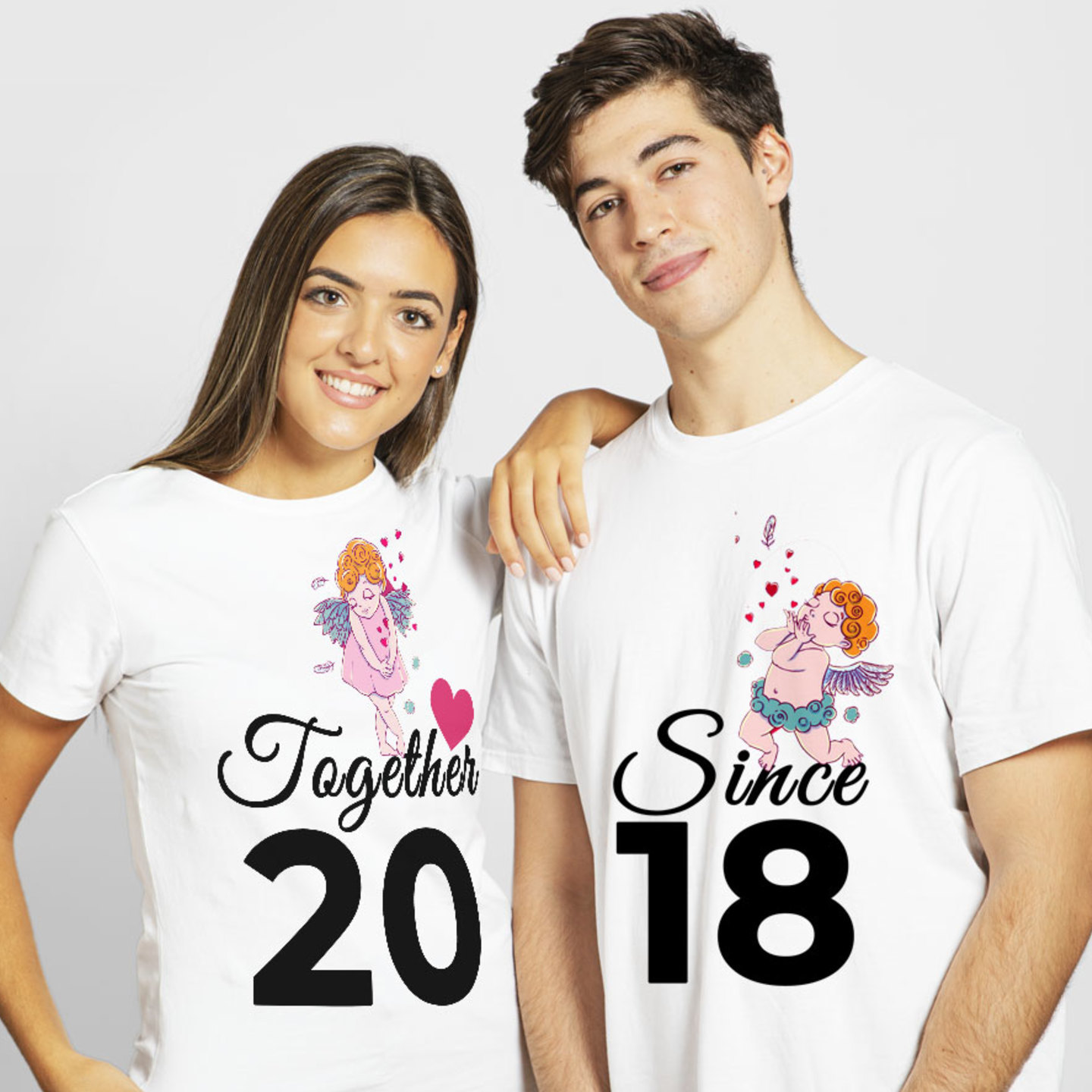 Talk By Fashion Together Since 2018 Couple T shirt White