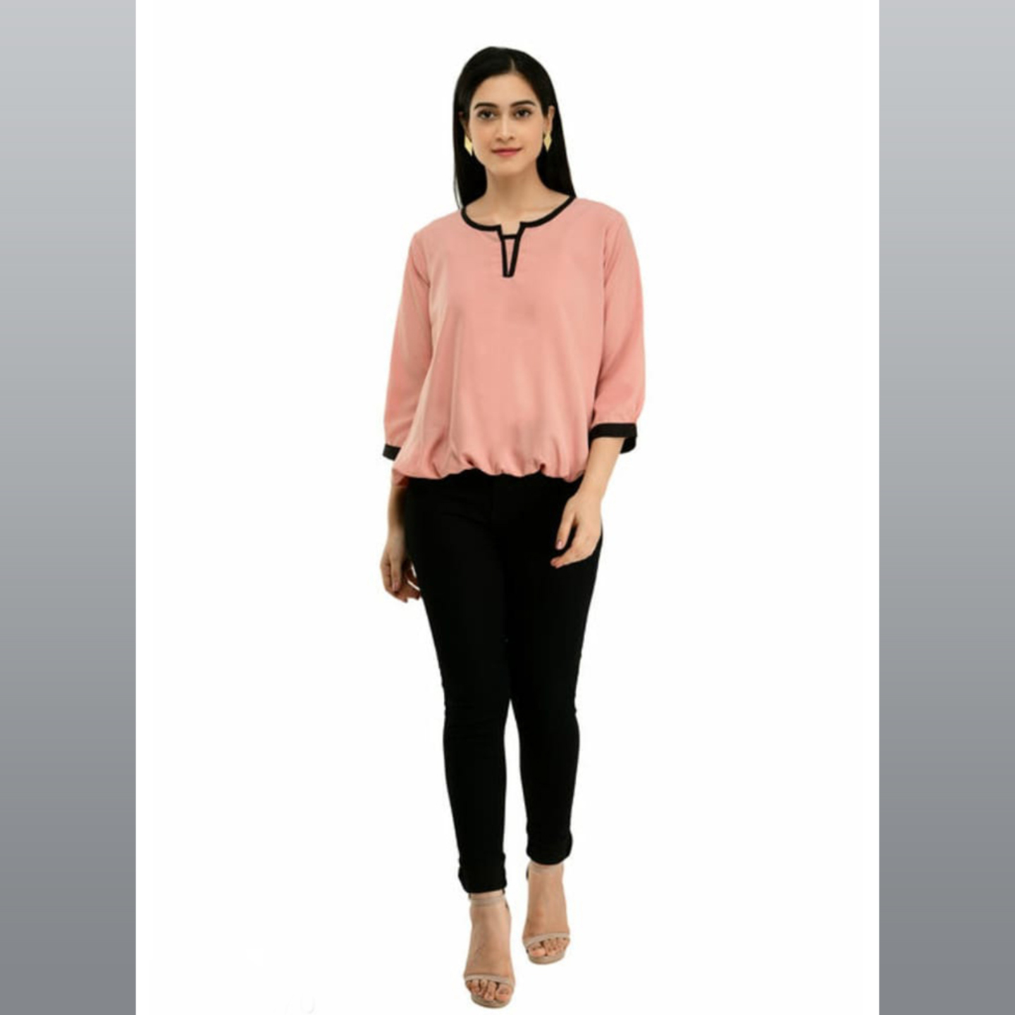 TALK BY FASHION Girls Solid Band Collared Top