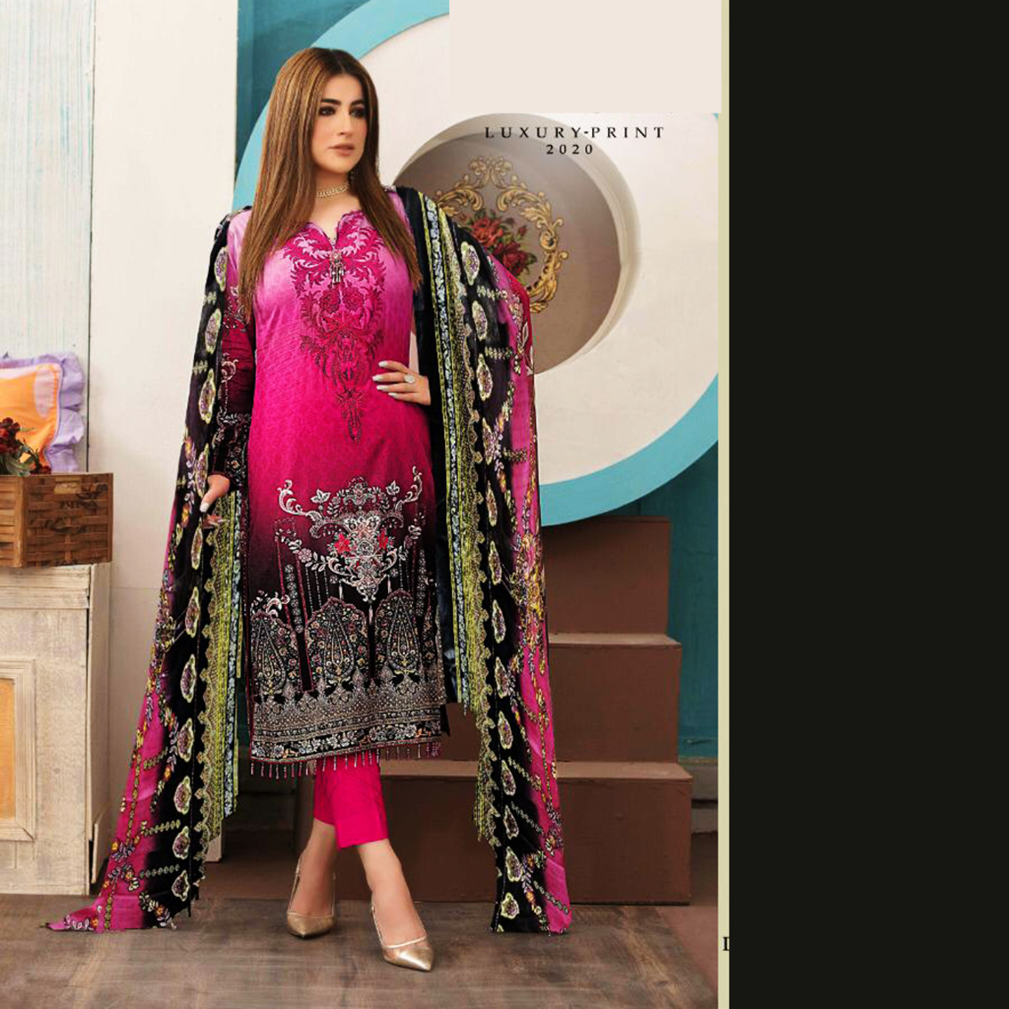 Talk By Fashion Women Pure Lawn Cotton Karachi Dress Material Pink