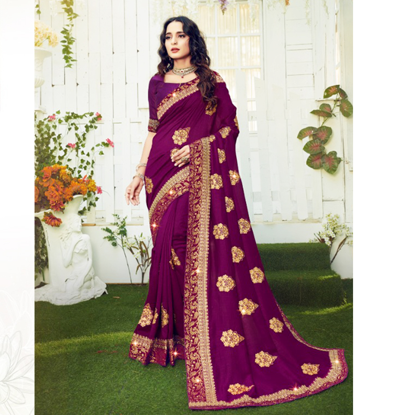Talk By Fashion Women Silk Embroidered Saree 
