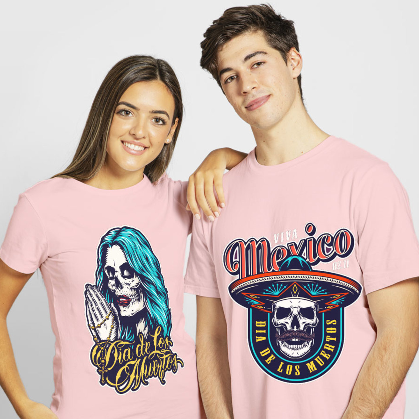 Talk By Fashion Mexican Celebration Style Couple T shirt Pink