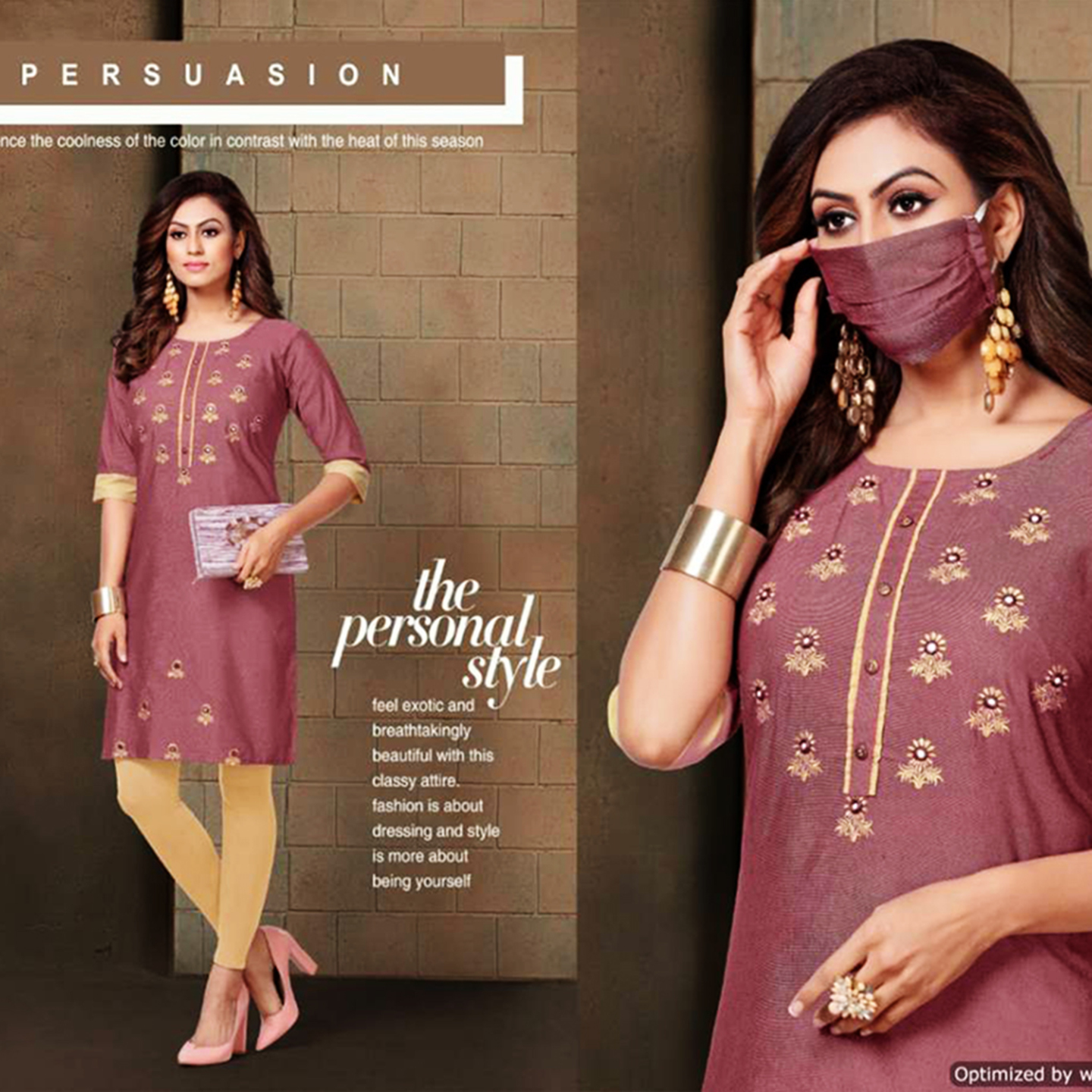 Talk By Fashion Women Cotton Embroidered Kurti Magenta