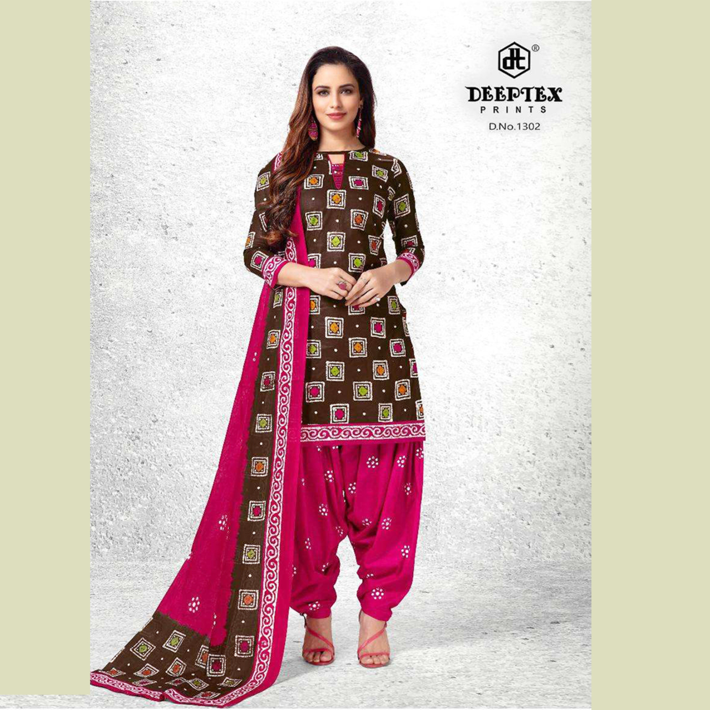 Deeptex Women Dark Maroon & Pink Color Batik Print Unstitched Dress Material