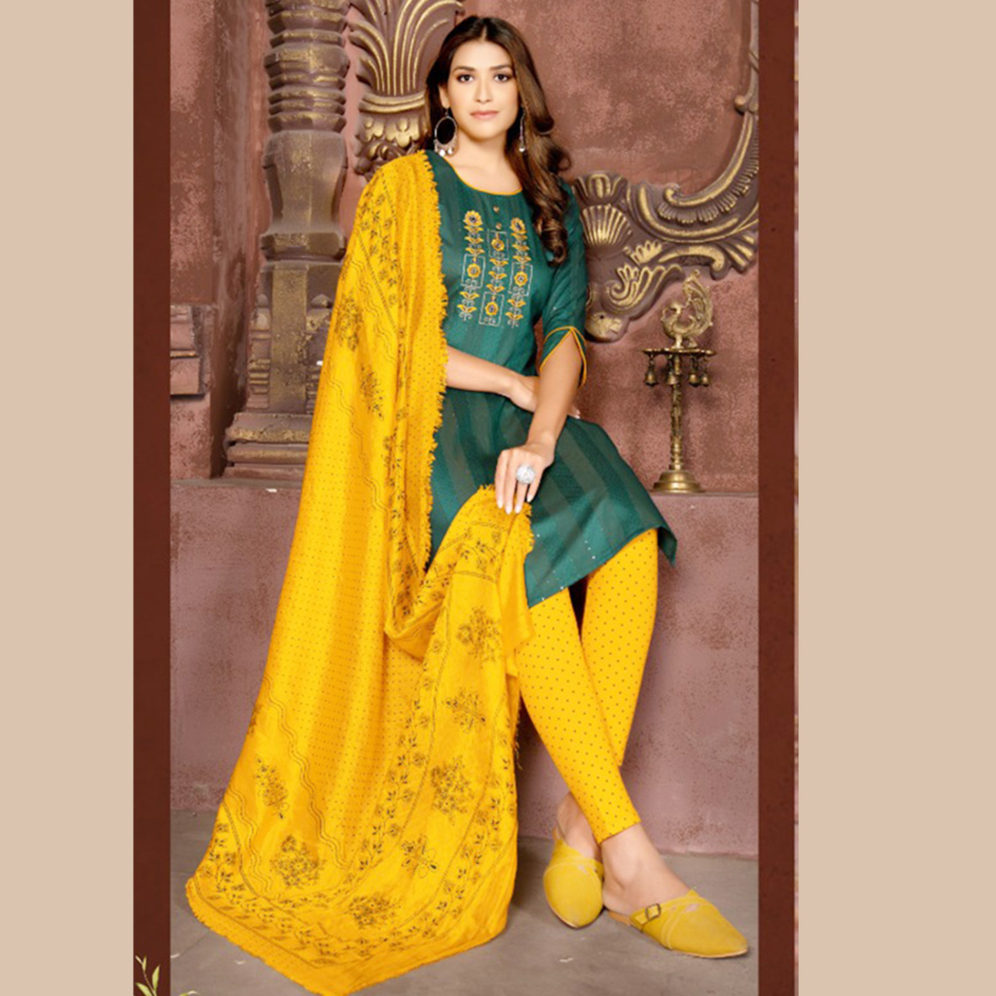 Talk By Fashion Women Chanderi Kurta Pants with Dupatta Set